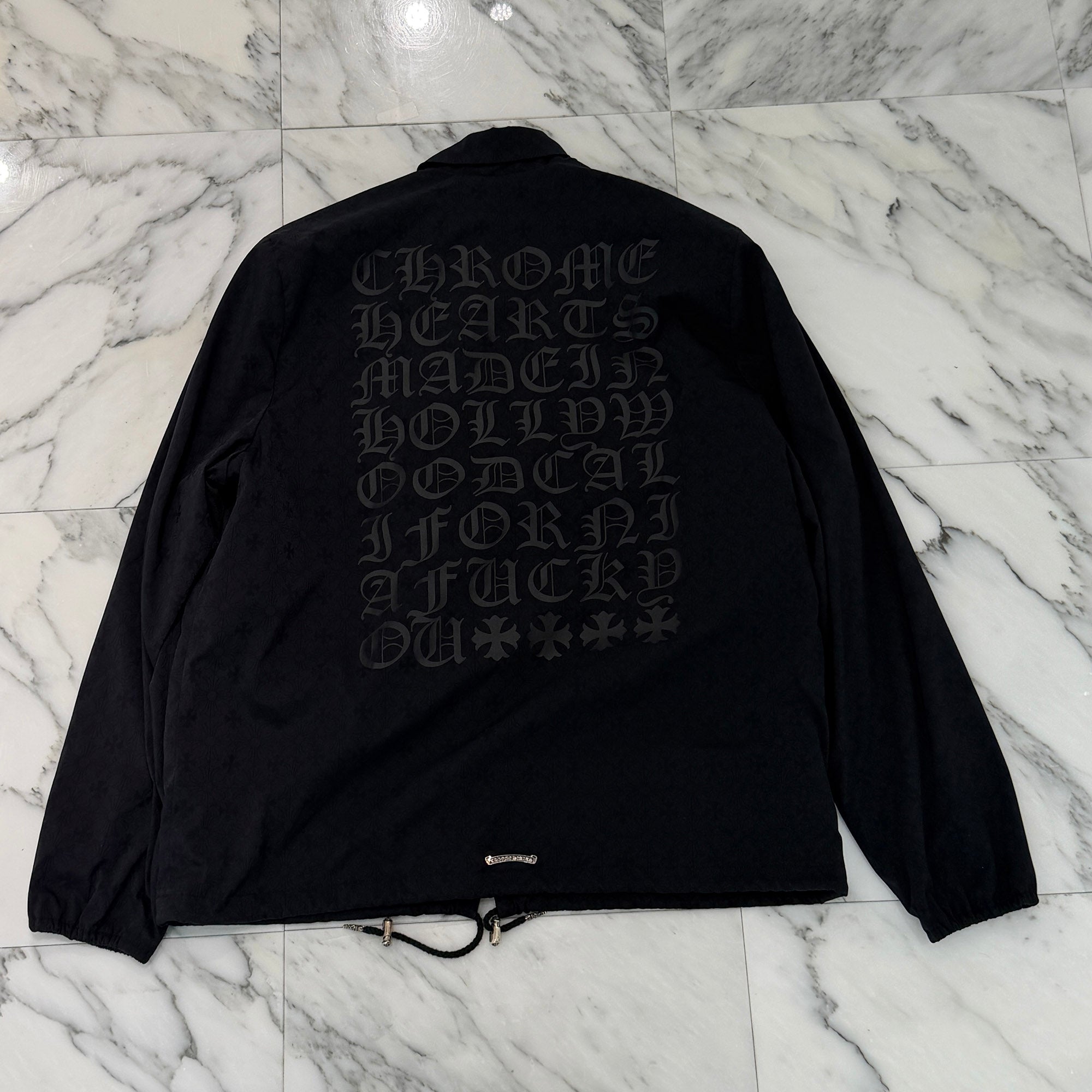 CHROME HEARTS RIGGINS FBRC English Print Nylon Coach Jacket Size XL クロムハーツ リギンズ ファブリック イングリッシュ プリント ナイロンコーチジャケット サイズXL
