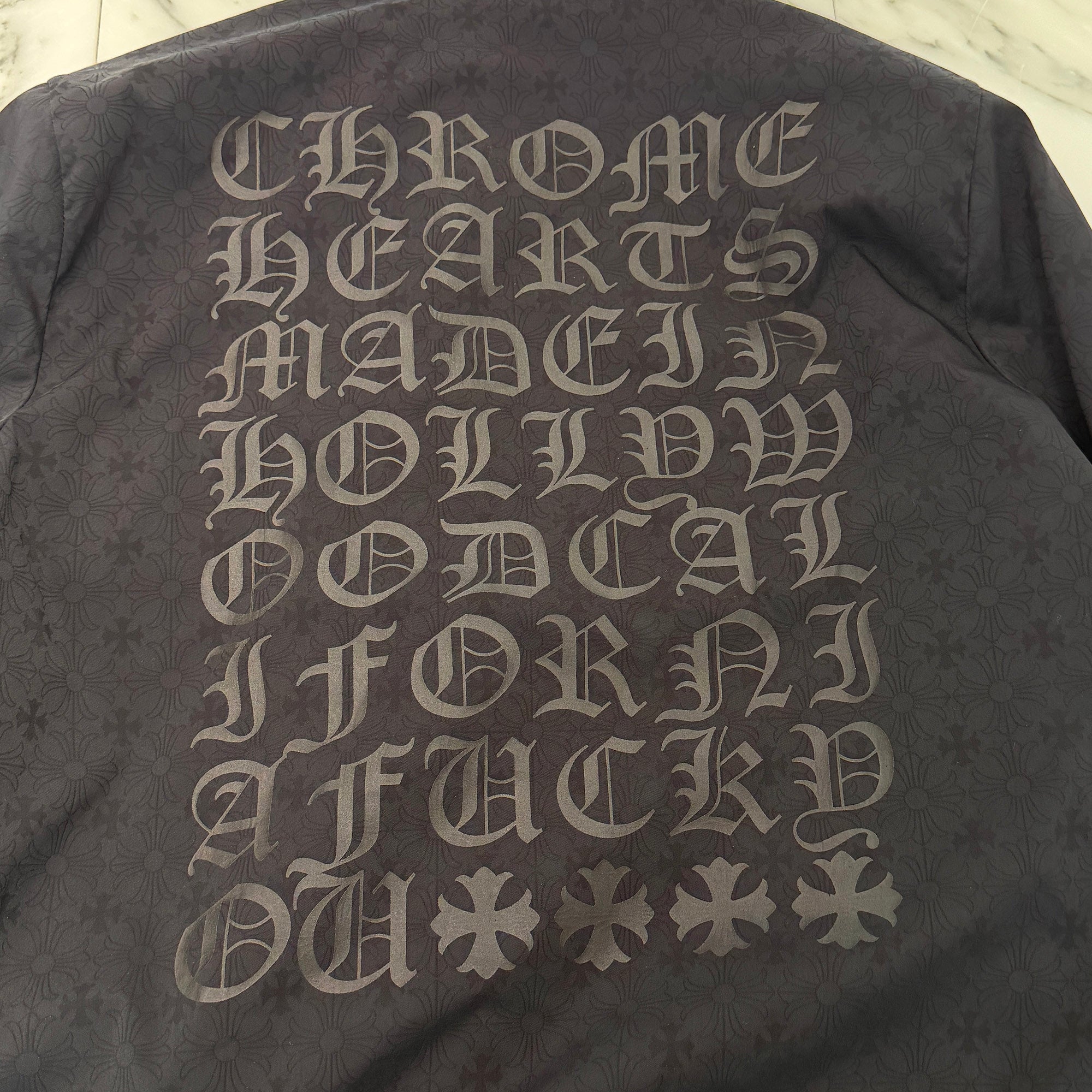 CHROME HEARTS RIGGINS FBRC English Print Nylon Coach Jacket Size XL クロムハーツ リギンズ ファブリック イングリッシュ プリント ナイロンコーチジャケット サイズXL