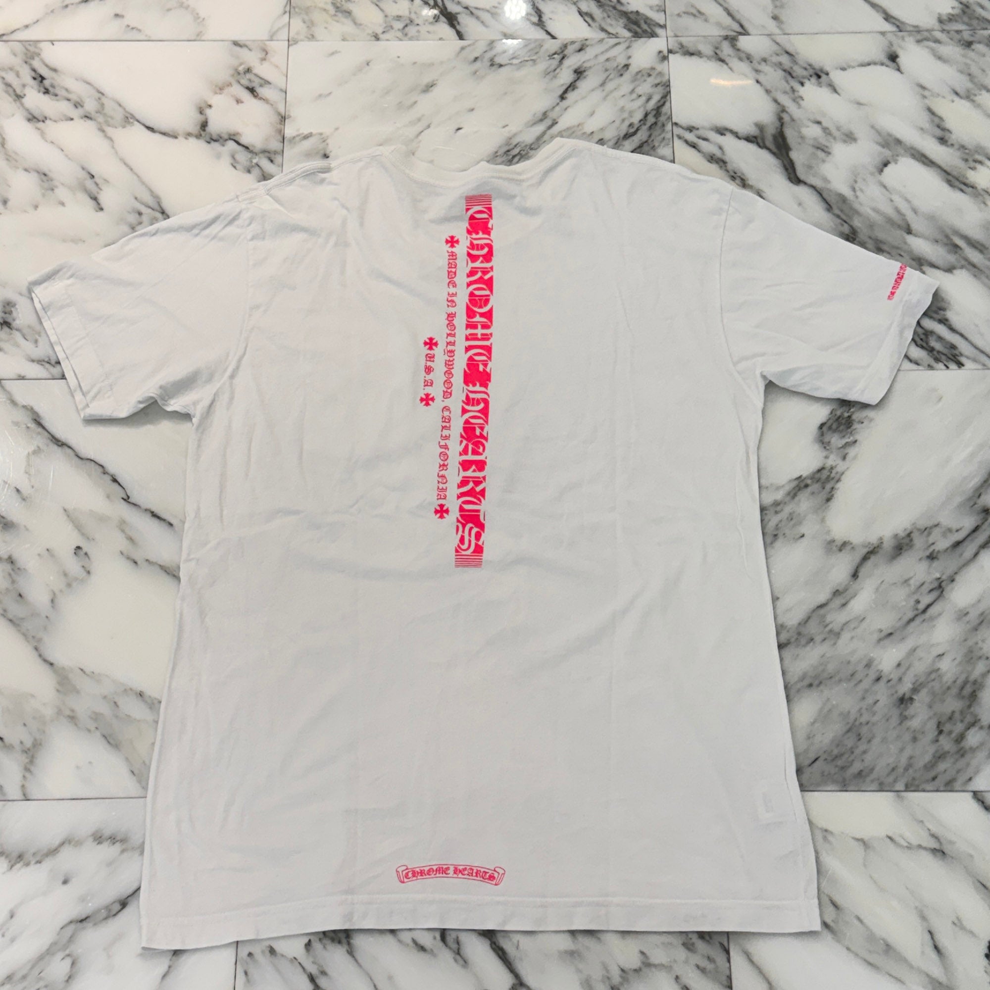 CHROME HEARTS Pink Made In Hollywood Vertical Logo Tee Size XL クロムハーツ ピンク メイドインハリウッド ヴァーティカルロゴ Tシャツ サイズXL
