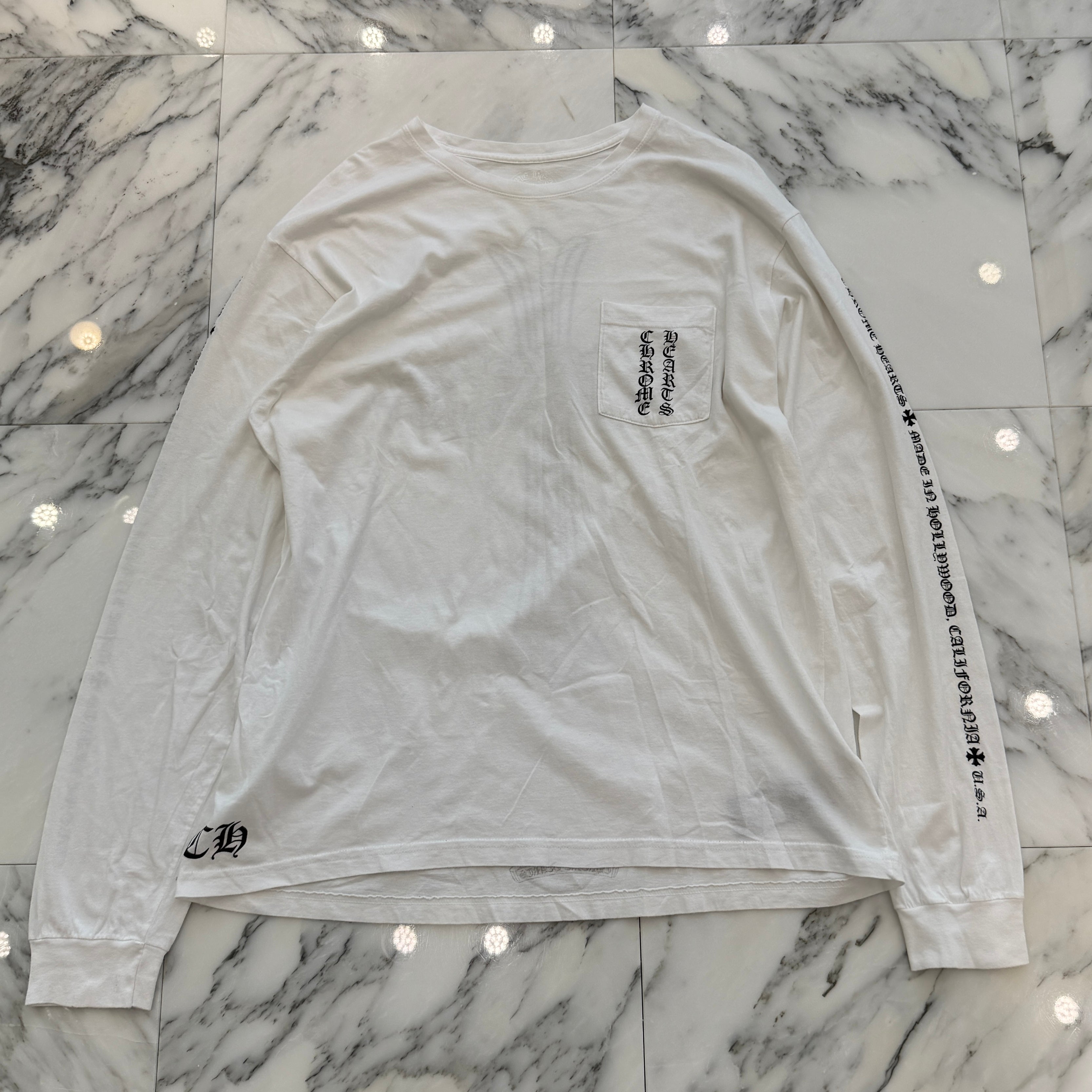 CHROME HEARTS Made In Hollywood Back Floral Cross Vertical Logo Long Sleeve Tee Size XL クロムハーツ メイドインハリウッド バックフローラルクロス ヴァーティカルロゴ ロングスリーブTシャツ サイズXL