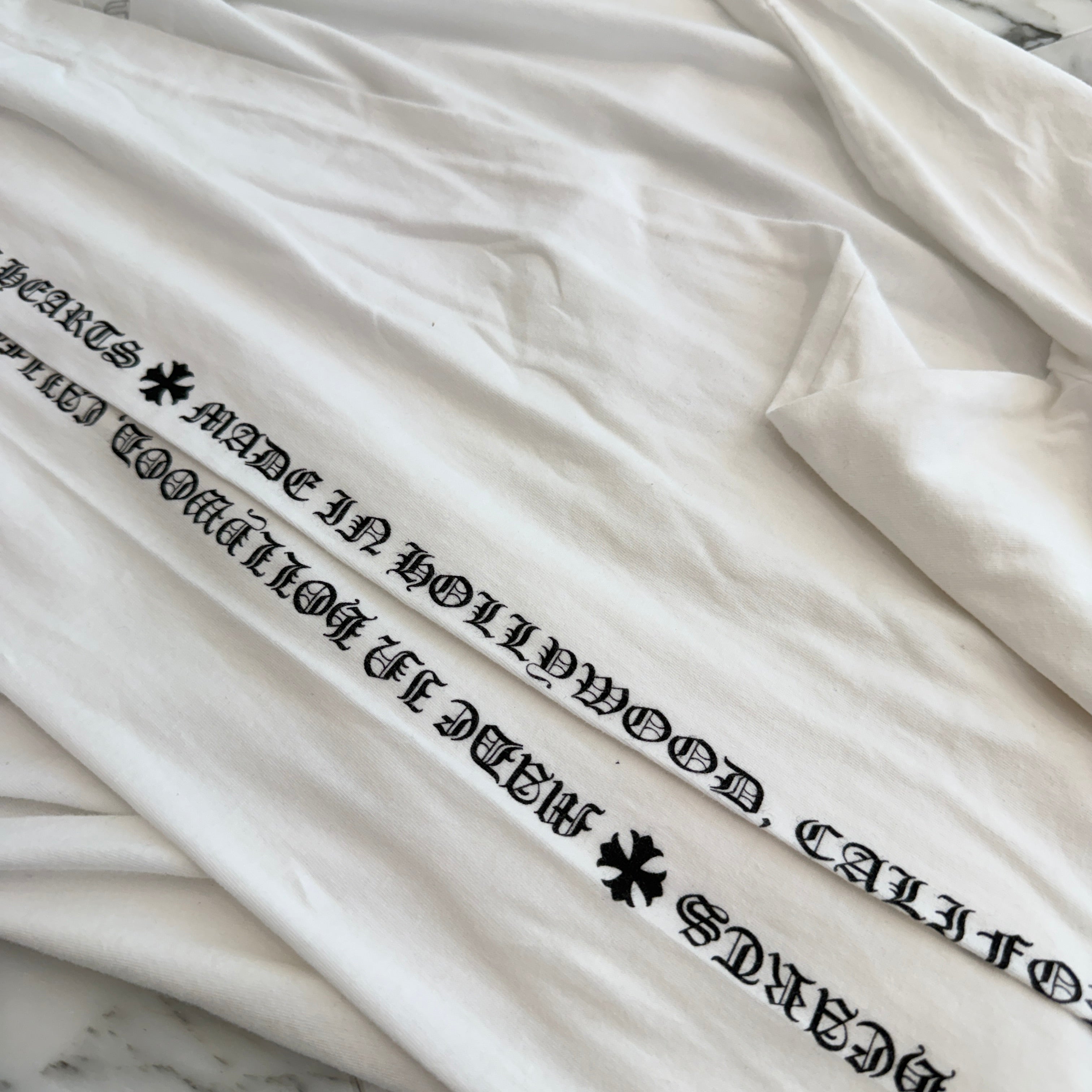 CHROME HEARTS Made In Hollywood Back Floral Cross Vertical Logo Long Sleeve Tee Size XL クロムハーツ メイドインハリウッド バックフローラルクロス ヴァーティカルロゴ ロングスリーブTシャツ サイズXL