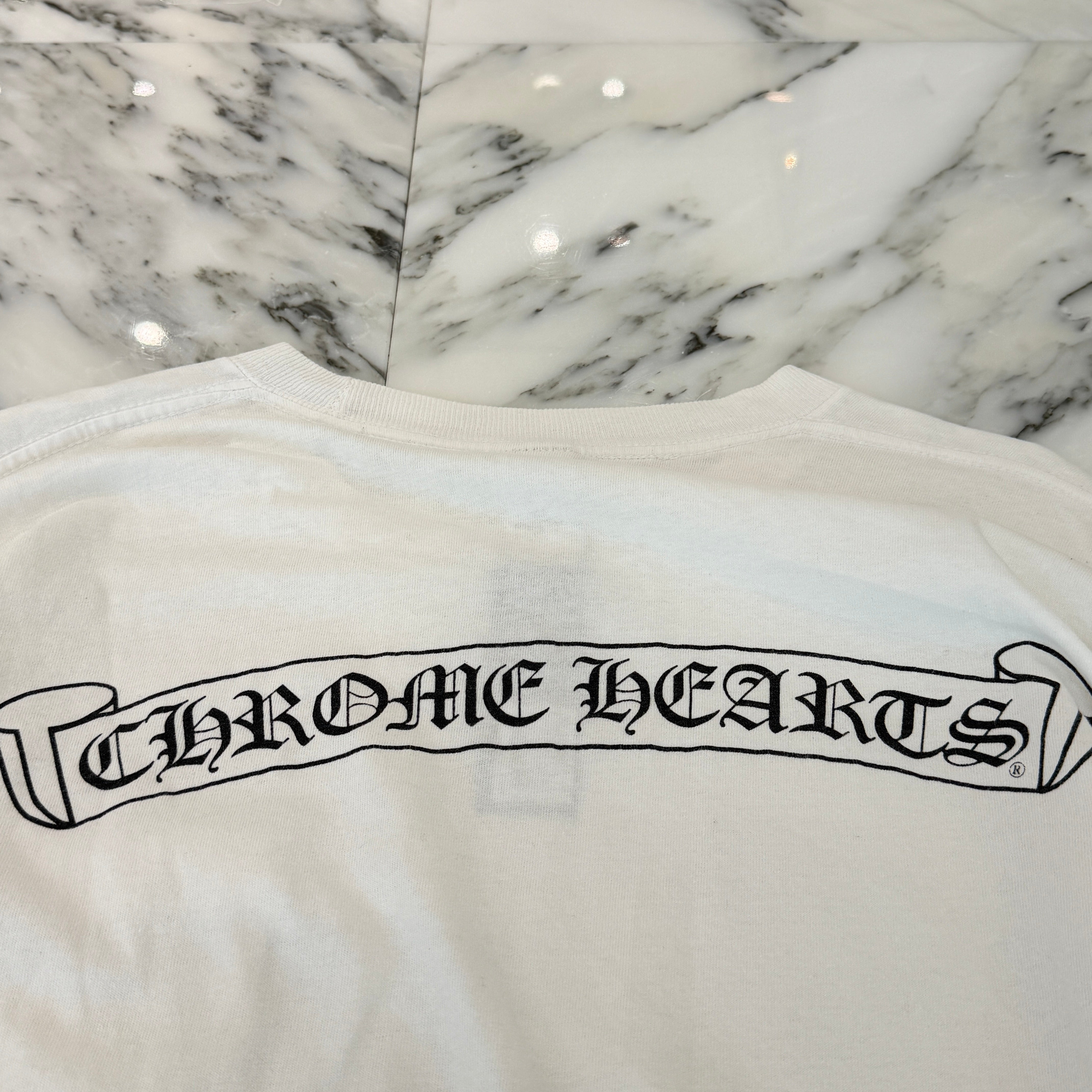 CHROME HEARTS Back Scroll Sleeve CH Cross Print Long Sleeve Tee Size L クロムハーツ バックスクロール 袖CHクロス ロングスリーブ Tシャツ サイズL