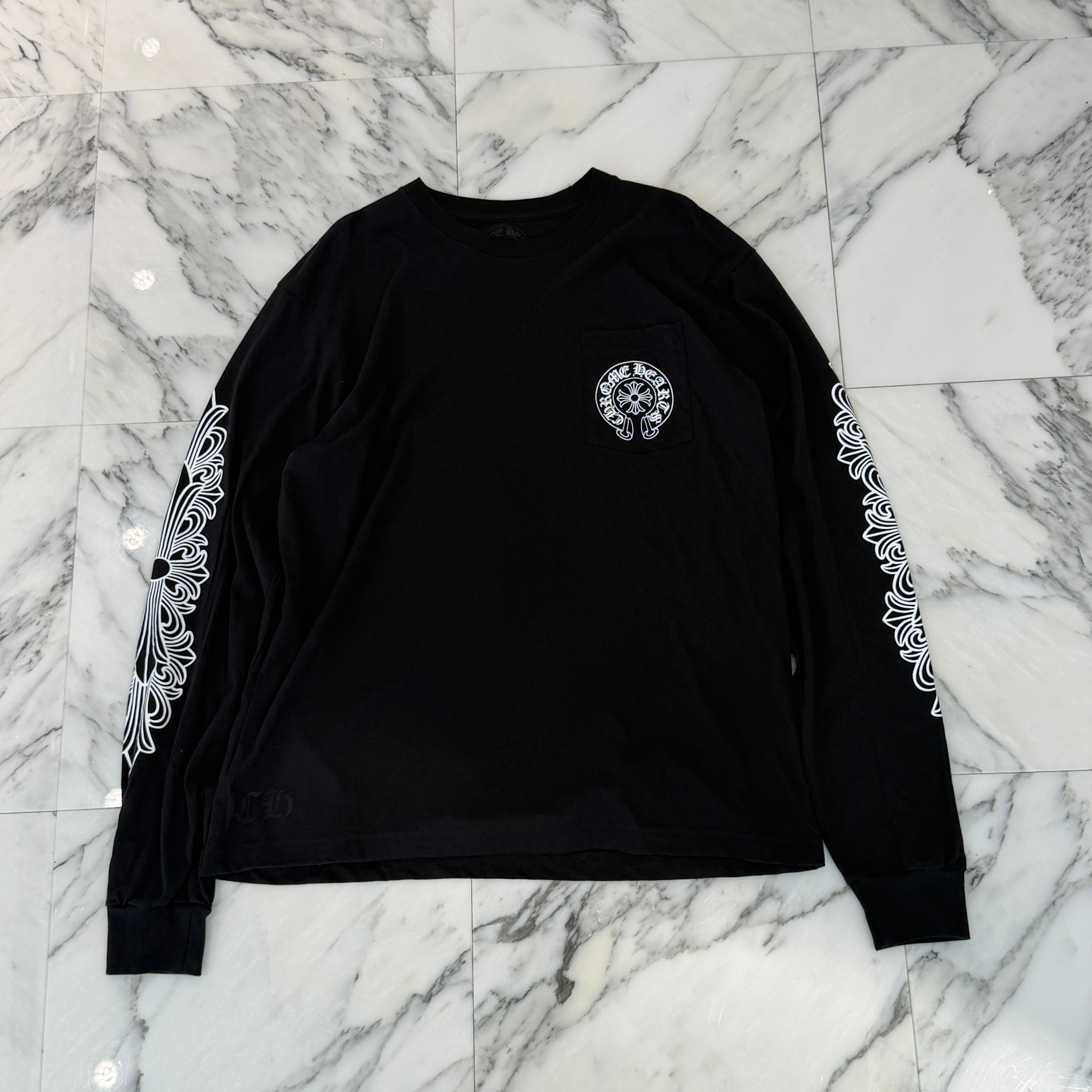 CHROME HEARTS London Limited Floral Cross Horseshoe Long Sleeve Tee XL クロムハーツ ロンドン限定 フローラルクロス ホースシュー ロングスリーブ Tシャツ サイズXL