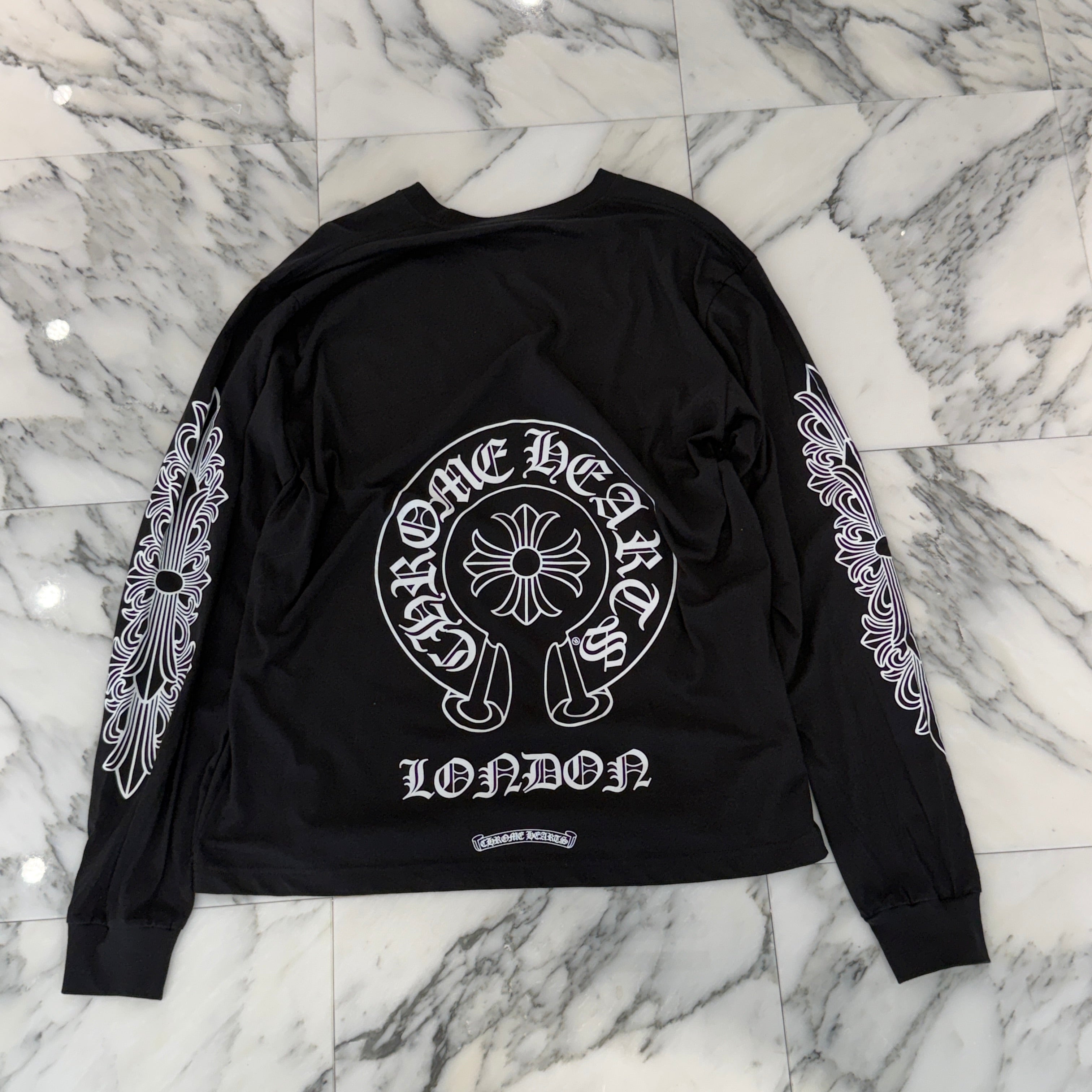 CHROME HEARTS London Limited Floral Cross Horseshoe Long Sleeve Tee XL クロムハーツ ロンドン限定 フローラルクロス ホースシュー ロングスリーブ Tシャツ サイズXL