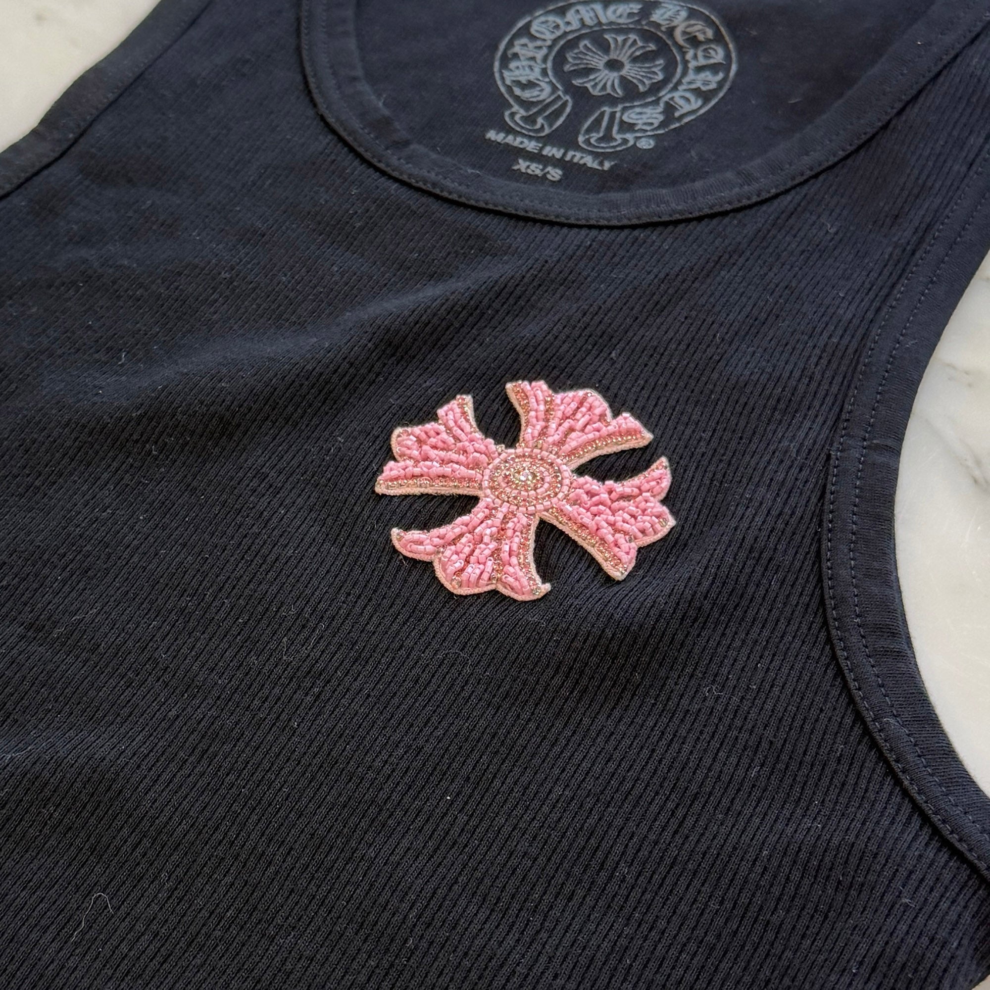 CHROME HEARTS Beads Embroidery CH Plus Tank Top Size XS/S クロムハーツ ビーズ刺繍 CHプラス タンクトップ サイズXS/S