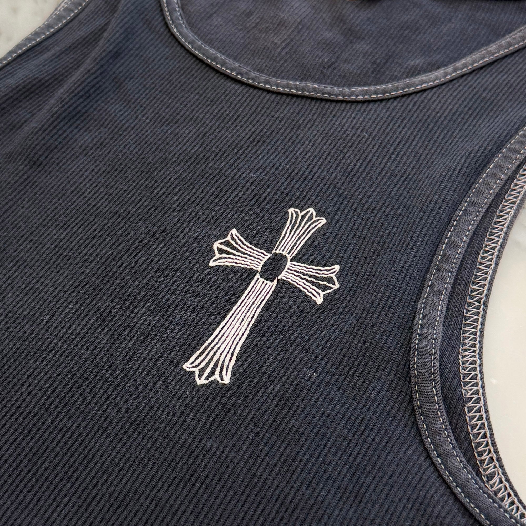 CHROME HEARTS CH Cross Side Vertical Logo Fuck You Tank Top Size L クロムハーツ CHクロス サイド ヴァーティカルロゴ ファックユー タンクトップ サイズL