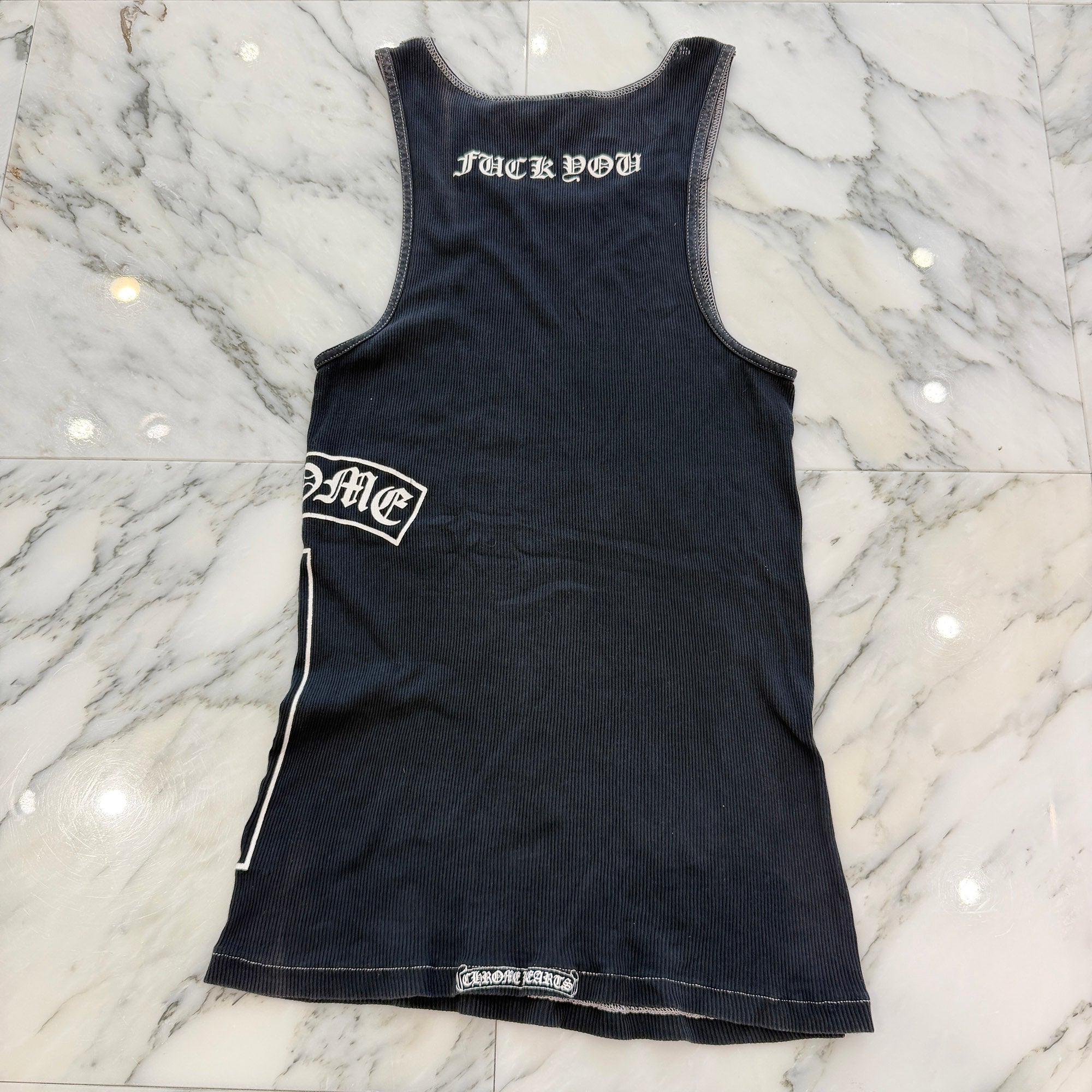 CHROME HEARTS CH Cross Side Vertical Logo Fuck You Tank Top Size L クロムハーツ CHクロス サイド ヴァーティカルロゴ ファックユー タンクトップ サイズL