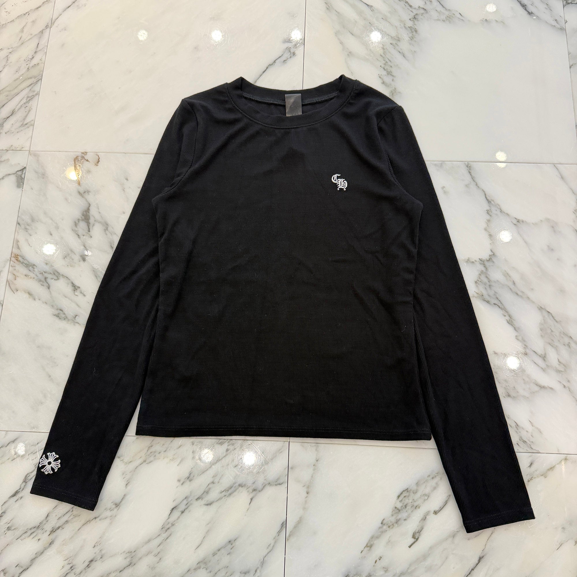CHROME HEARTS Y NOT CH Plus Embroidery Rayon Long Sleeve Tee Size S クロムハーツ ワイノット CHプラス刺繍 レーヨン ロングスリーブTシャツ サイズS
