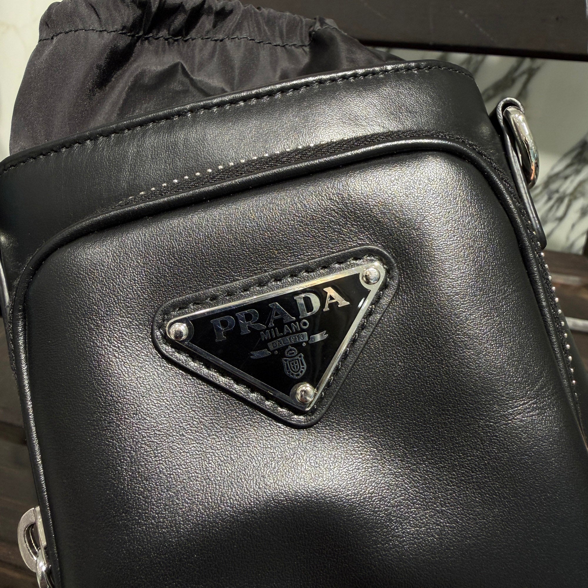 PRADA 2024SS Triangle Logo Leather Smartphone Case 2ZH155_2CND_F0002 プラダ トライアングルロゴ スマートフォン レザーケース