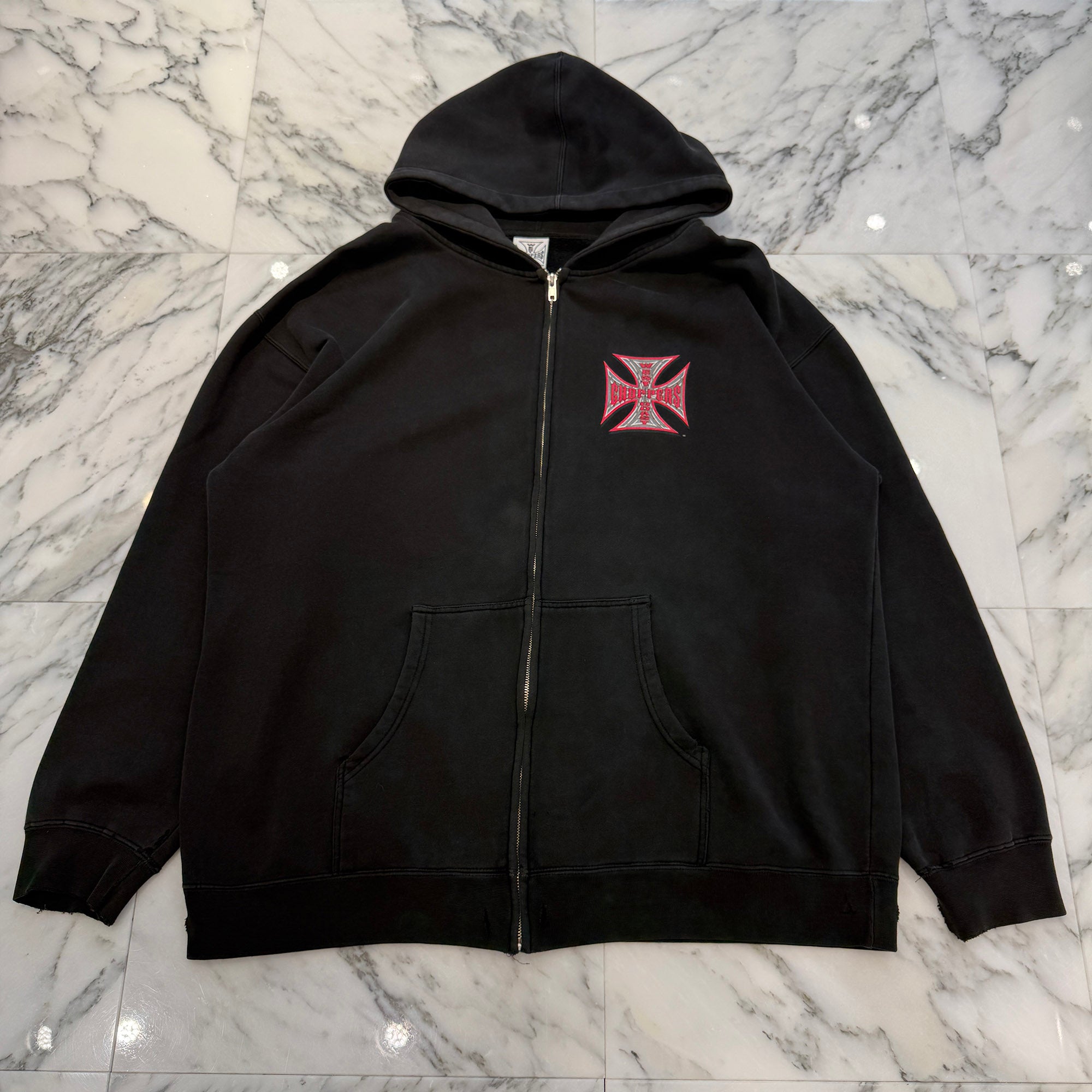 Vintage 00's West Coast Choppers Back Iron Cross Logo Zip Up Hoodie Size XL ヴィンテージ 00's ウエストコーストチョッパーズ バック アイアンクロスロゴ ジップアップ フーディ サイズXL