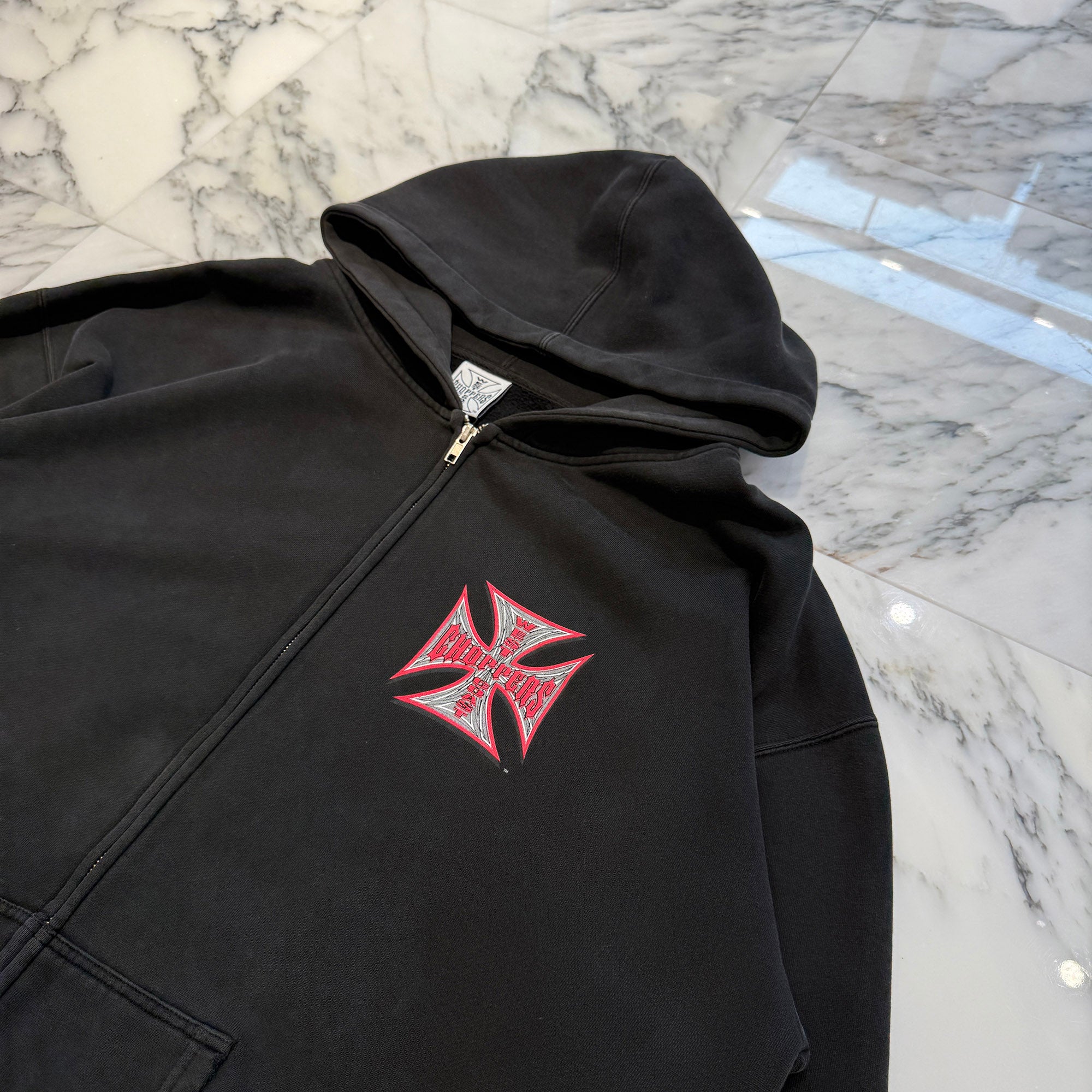 Vintage 00's West Coast Choppers Back Iron Cross Logo Zip Up Hoodie Size XL ヴィンテージ 00's ウエストコーストチョッパーズ バック アイアンクロスロゴ ジップアップ フーディ サイズXL