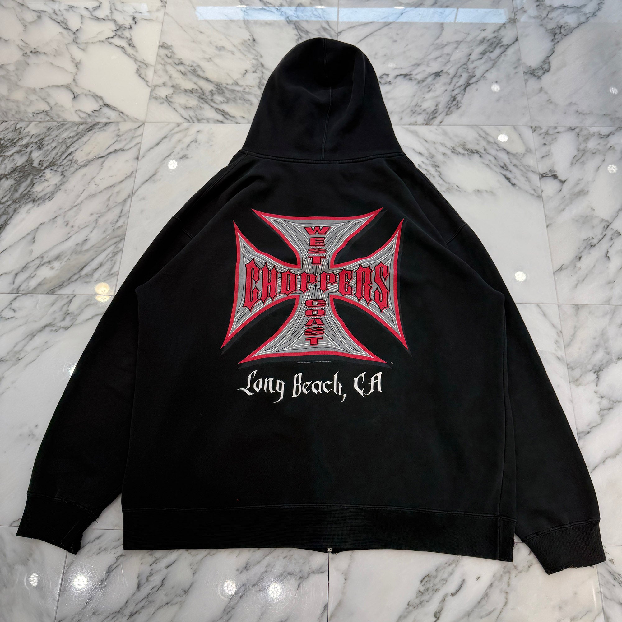 Vintage 00's West Coast Choppers Back Iron Cross Logo Zip Up Hoodie Size XL ヴィンテージ 00's ウエストコーストチョッパーズ バック アイアンクロスロゴ ジップアップ フーディ サイズXL