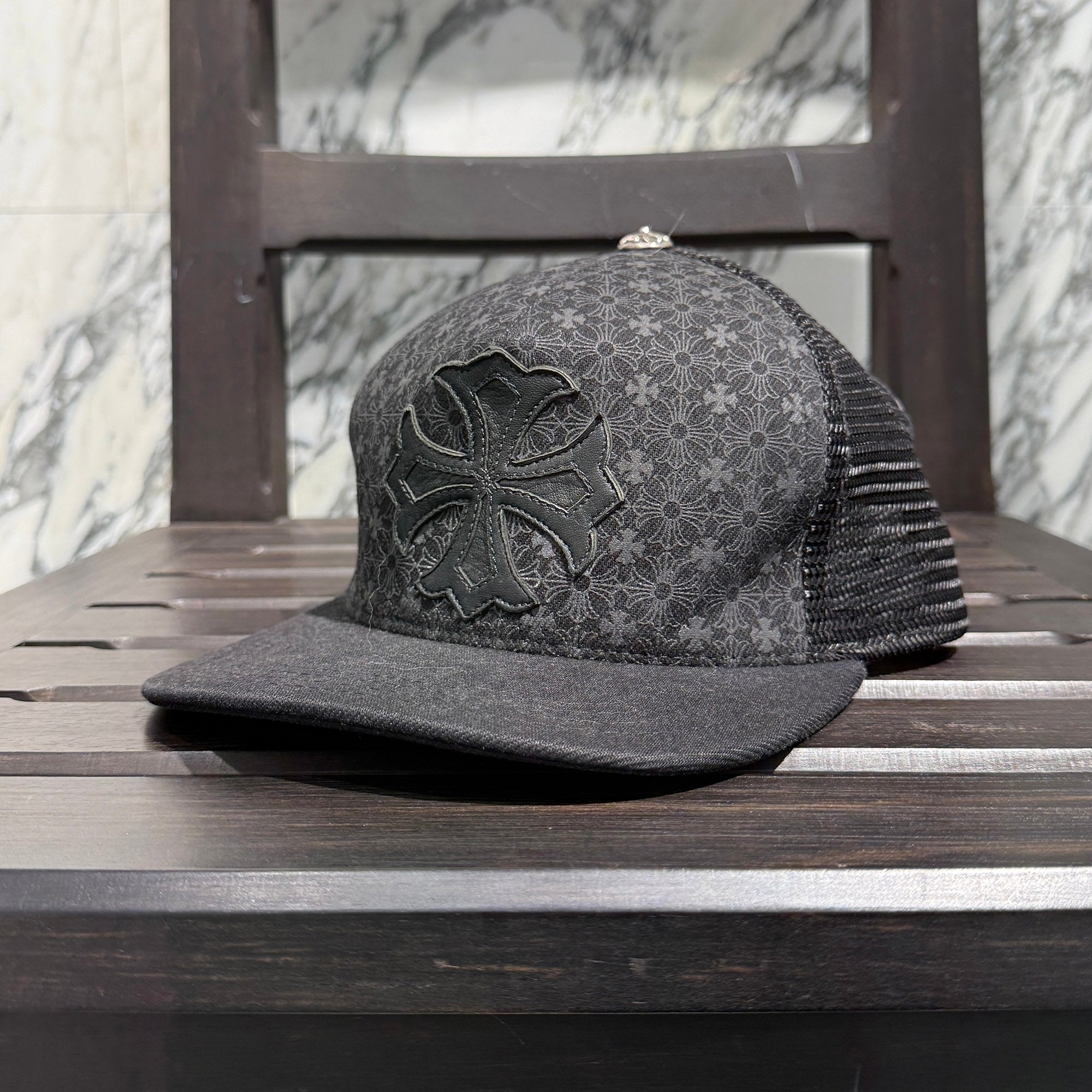 CHROME HEARTS CH Plus Leather Patch Denim Trucker Cap Size ONE SIZE（53-60）クロムハーツ CHプラスレザーパッチ デニムトラッカーキャップ サイズONE SIZE（53-60）