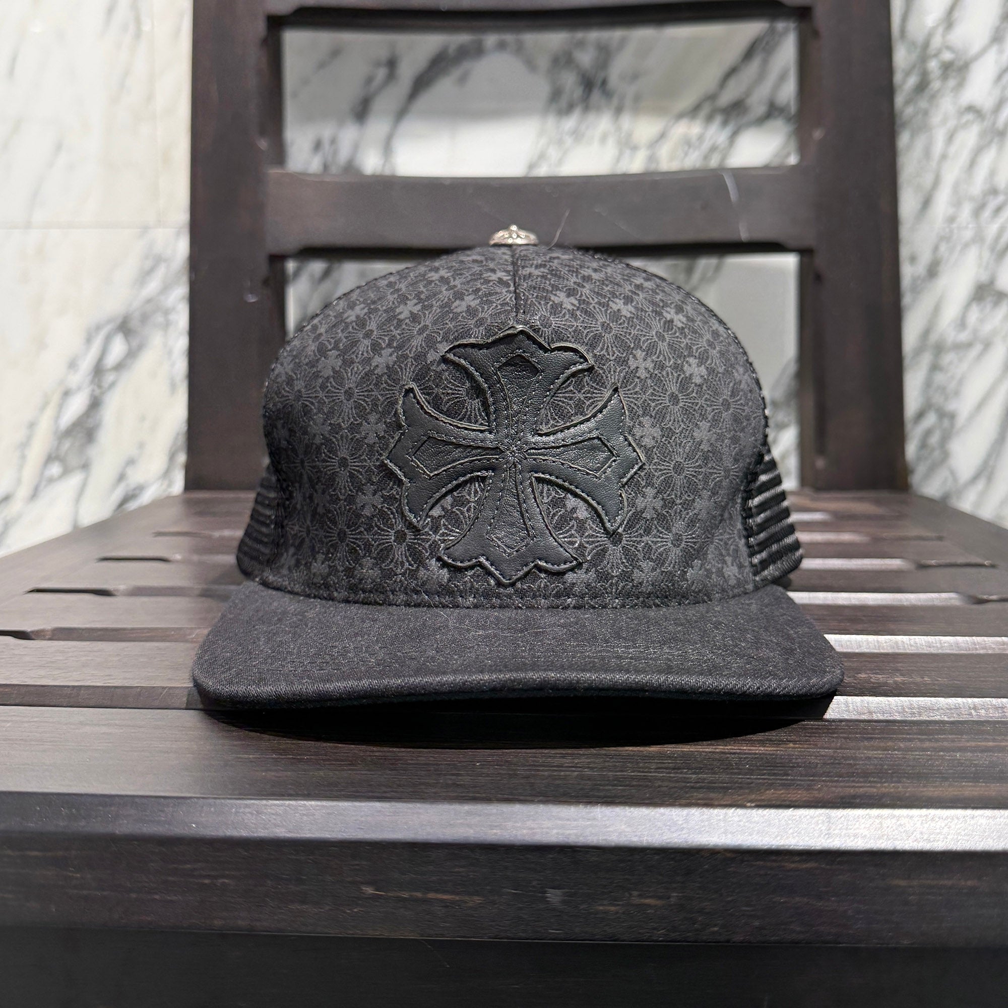 CHROME HEARTS CH Plus Leather Patch Denim Trucker Cap Size ONE SIZE（53-60）クロムハーツ CHプラスレザーパッチ デニムトラッカーキャップ サイズONE SIZE（53-60）