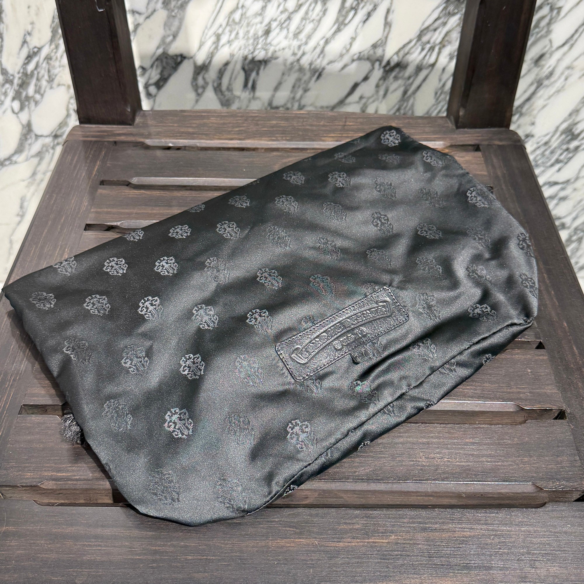 CHROME HEARTS 3 Cemetery Cross Patch Fur Leather Tote Mini Bag クロムハーツ 3セメタリークロスパッチ ファーレザートートミニバッグ
