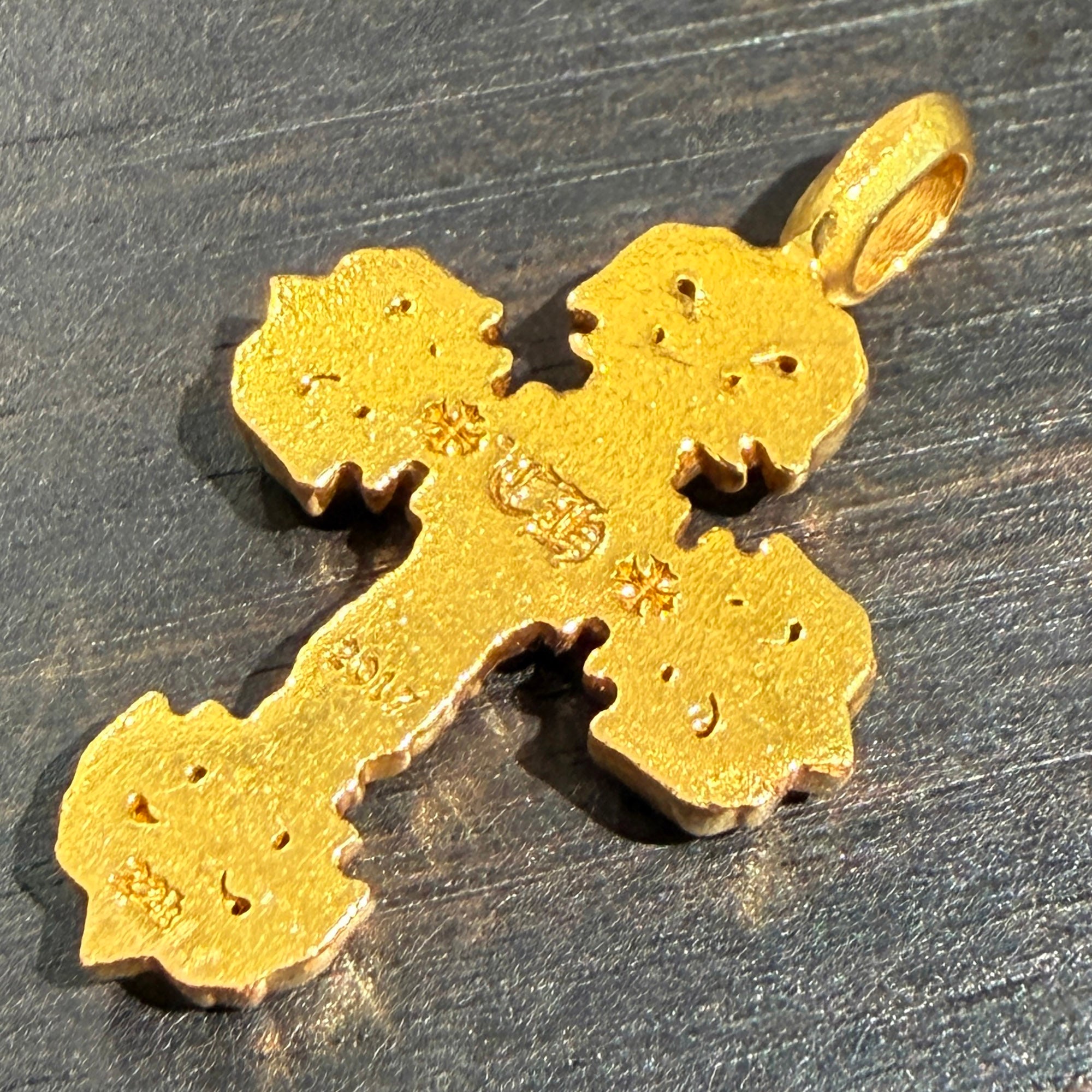 CHROME HEARTS 22K Tiny Filigree Cross Charm Pave Diamond Pendent Top クロムハーツ 22K タイニー フィリグリーチャーム パヴェダイアモンド ペンダント トップ