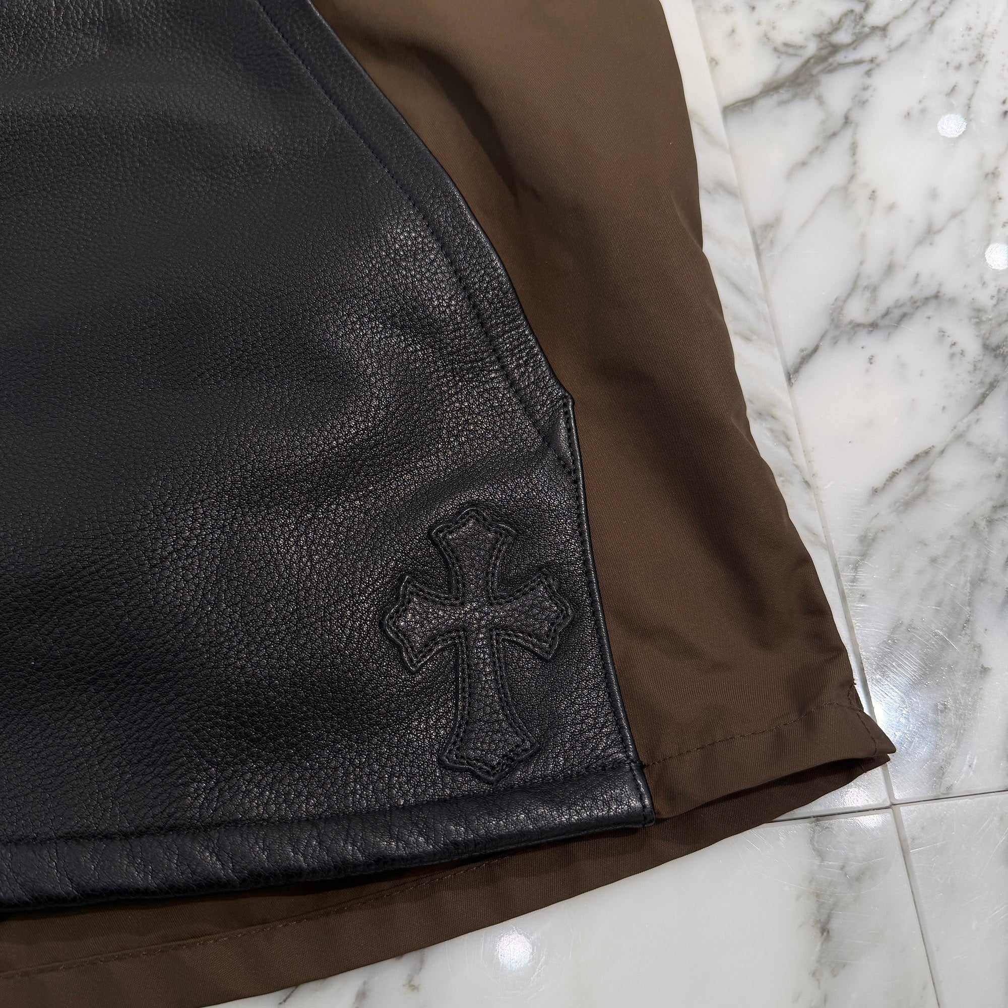 CHROME HEARTS Y NOT Carpenter Leather Pocket Nylon Zip Shirt Size L クロムハーツ ワイノット カーペンター レザーポケット ナイロンジップシャツ サイズL