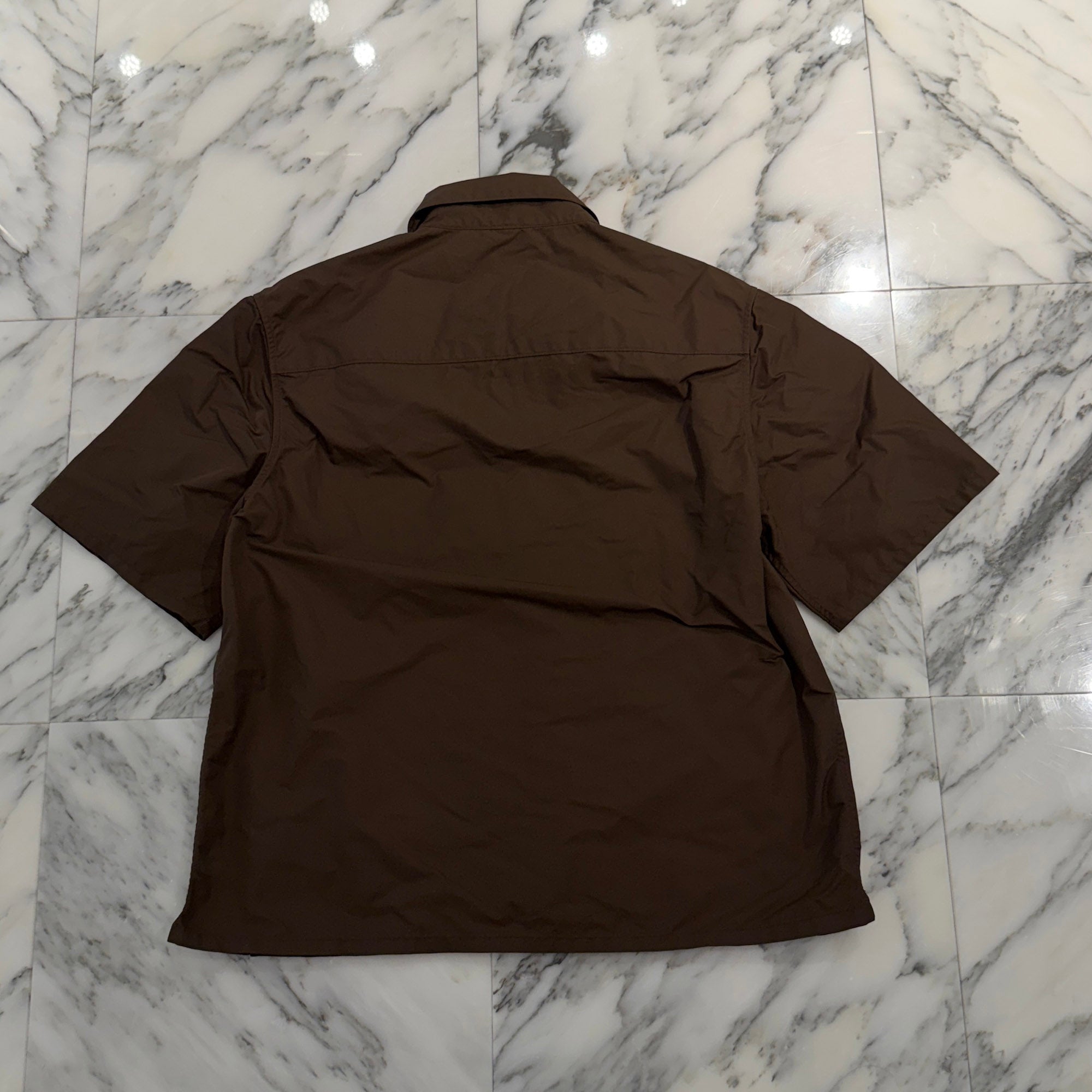 CHROME HEARTS Y NOT Carpenter Leather Pocket Nylon Zip Shirt Size