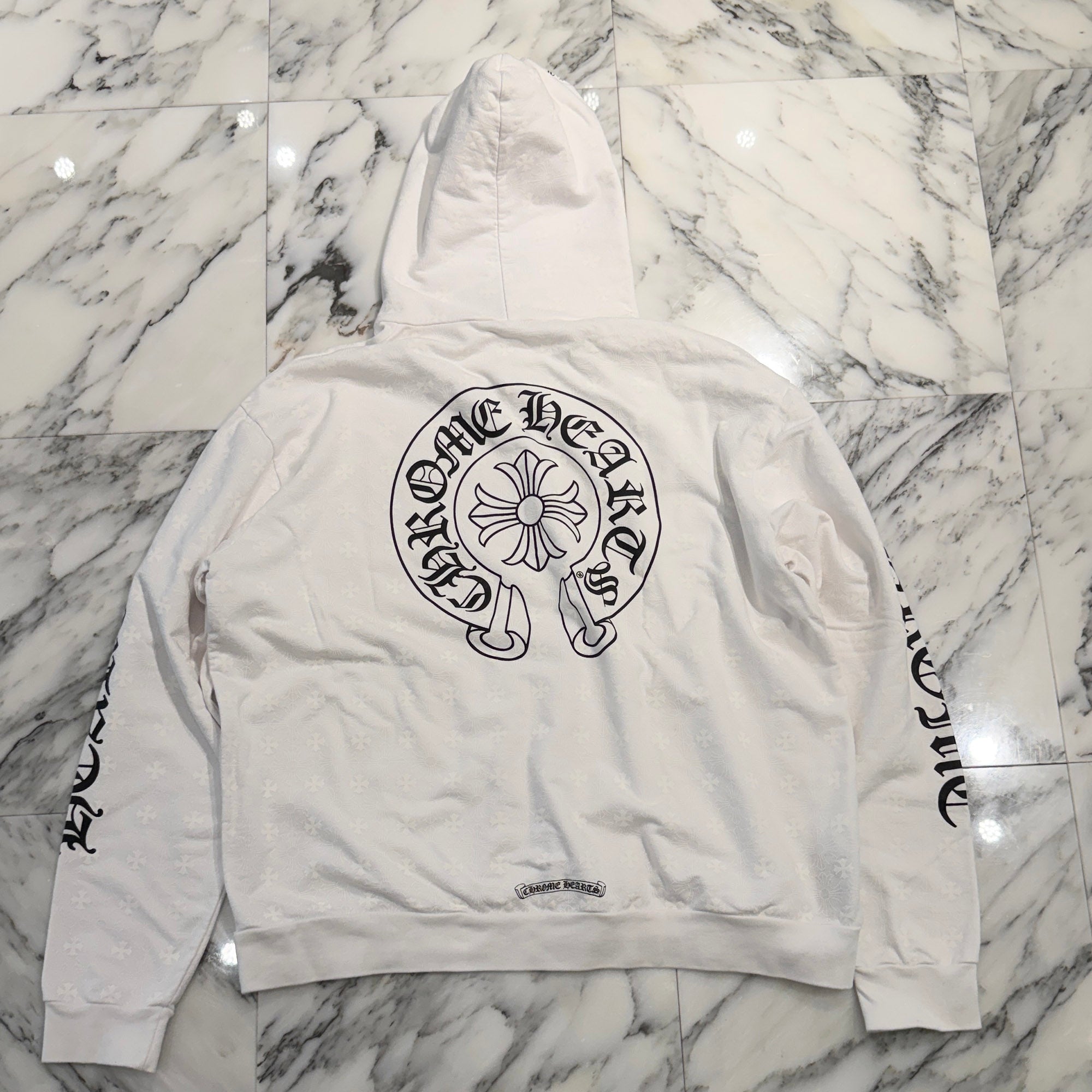 CHROME HEARTS Vertical Logo CH Plus Pullover Hoodie Size XL クロムハーツ ヴァーティカルロゴ CHプラス総柄 プルオーバーフーディ サイズXL