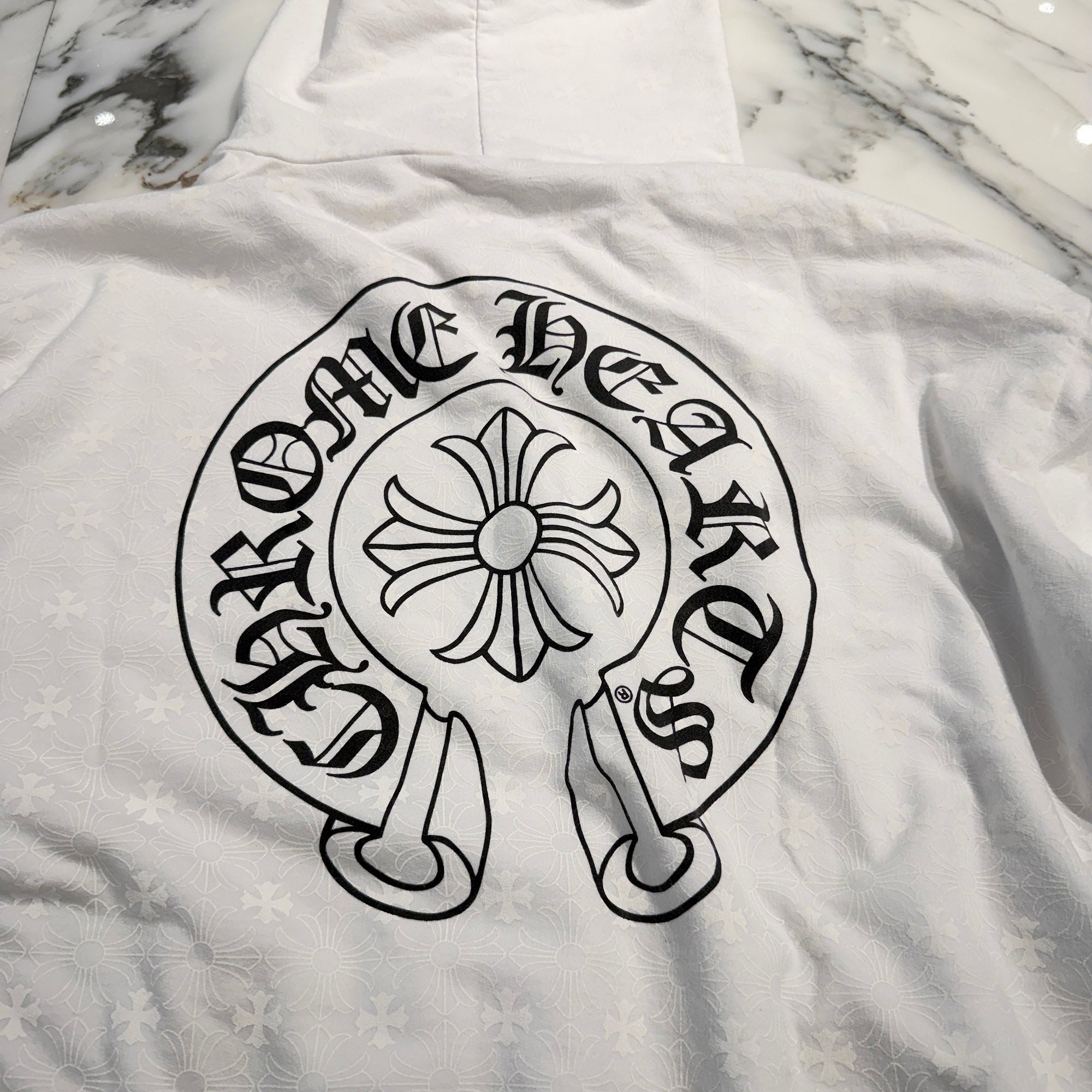 CHROME HEARTS Vertical Logo CH Plus Pullover Hoodie Size XL クロムハーツ ヴァーティカルロゴ CHプラス総柄 プルオーバーフーディ サイズXL