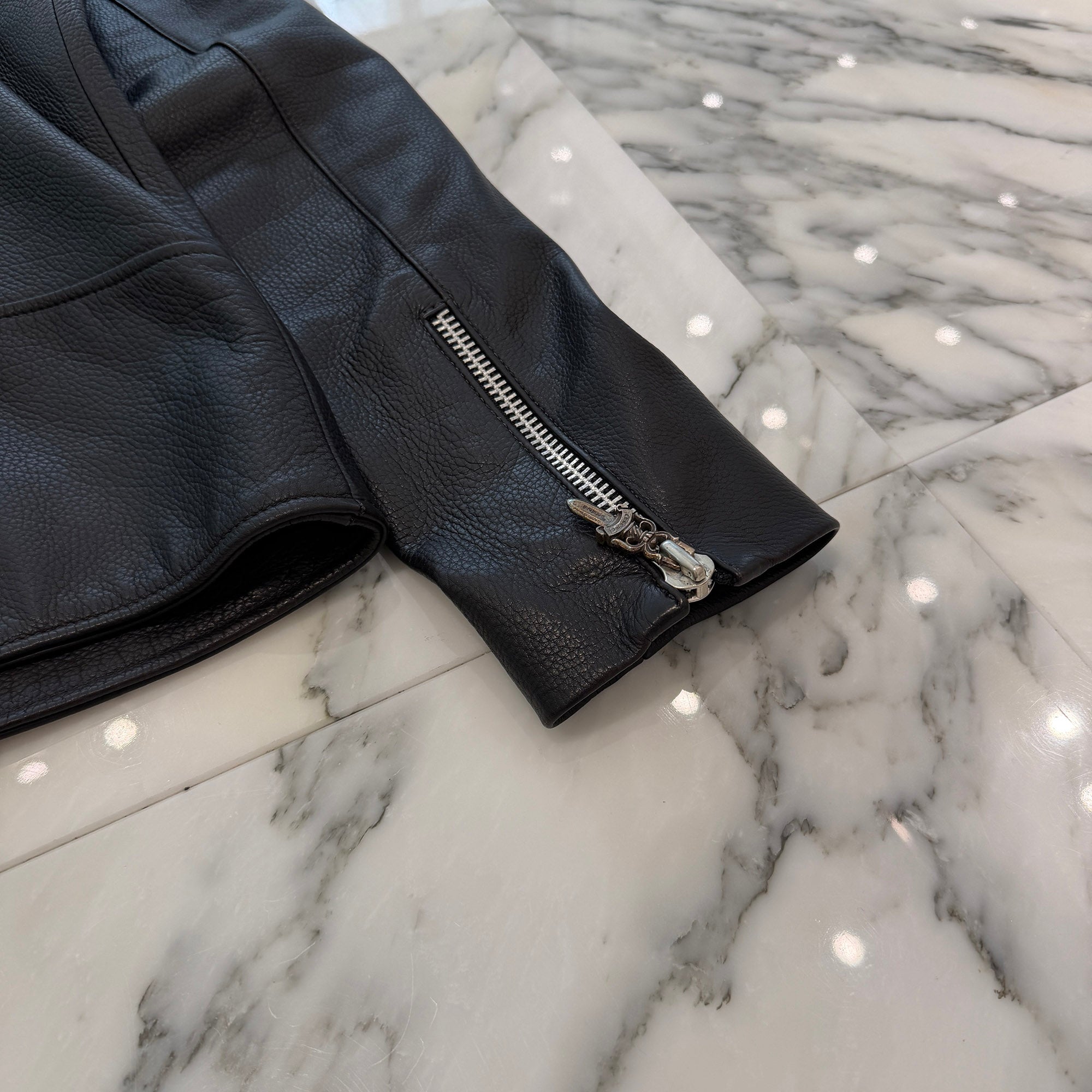 CHROME HEARTS Moto Dagger Zip Up Riders Leather Jacket Size L