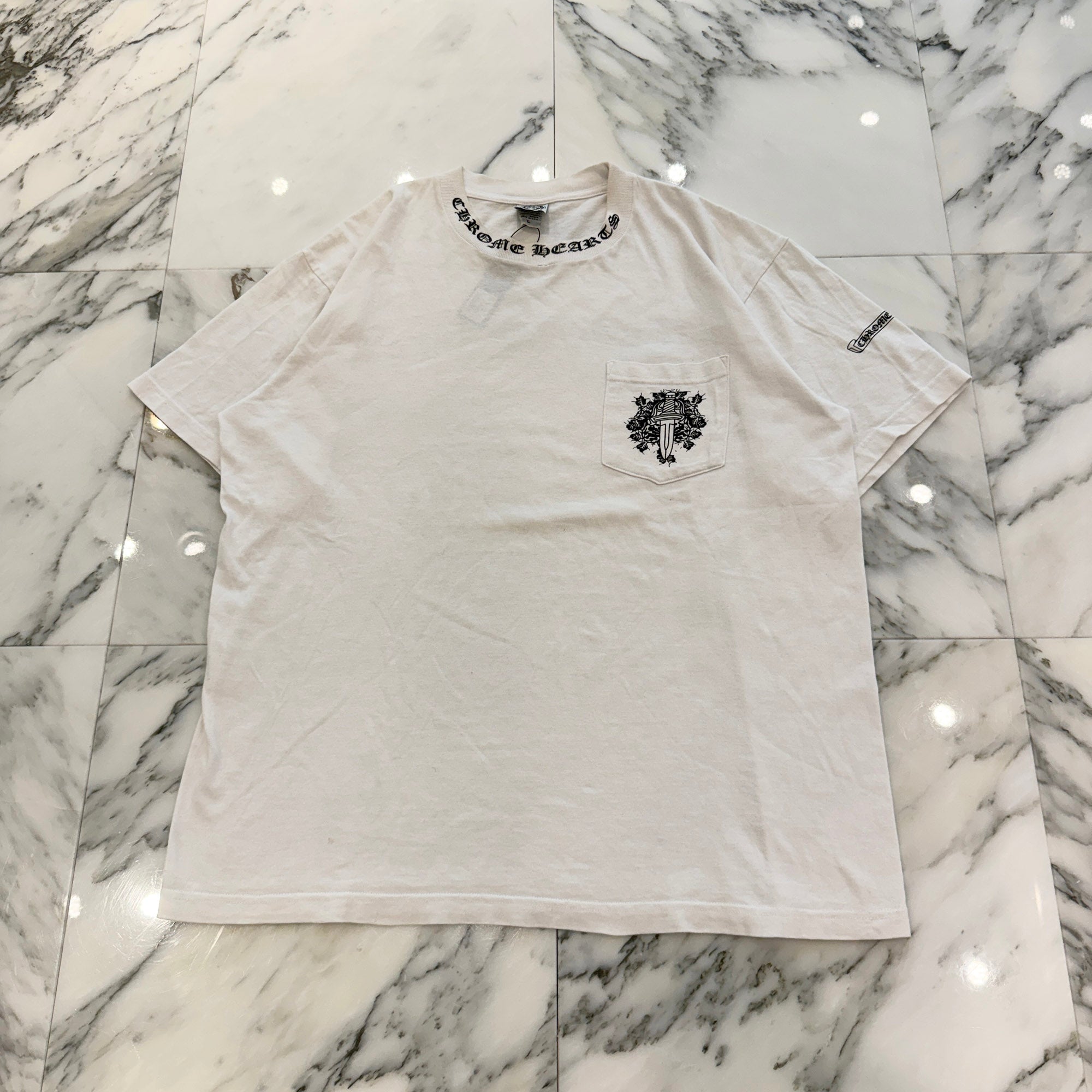 CHROME HEARTS Neck Logo Dagger Scroll Tee Size L クロムハーツ ネックロゴ ダガー スクロールTシャツ サイズL