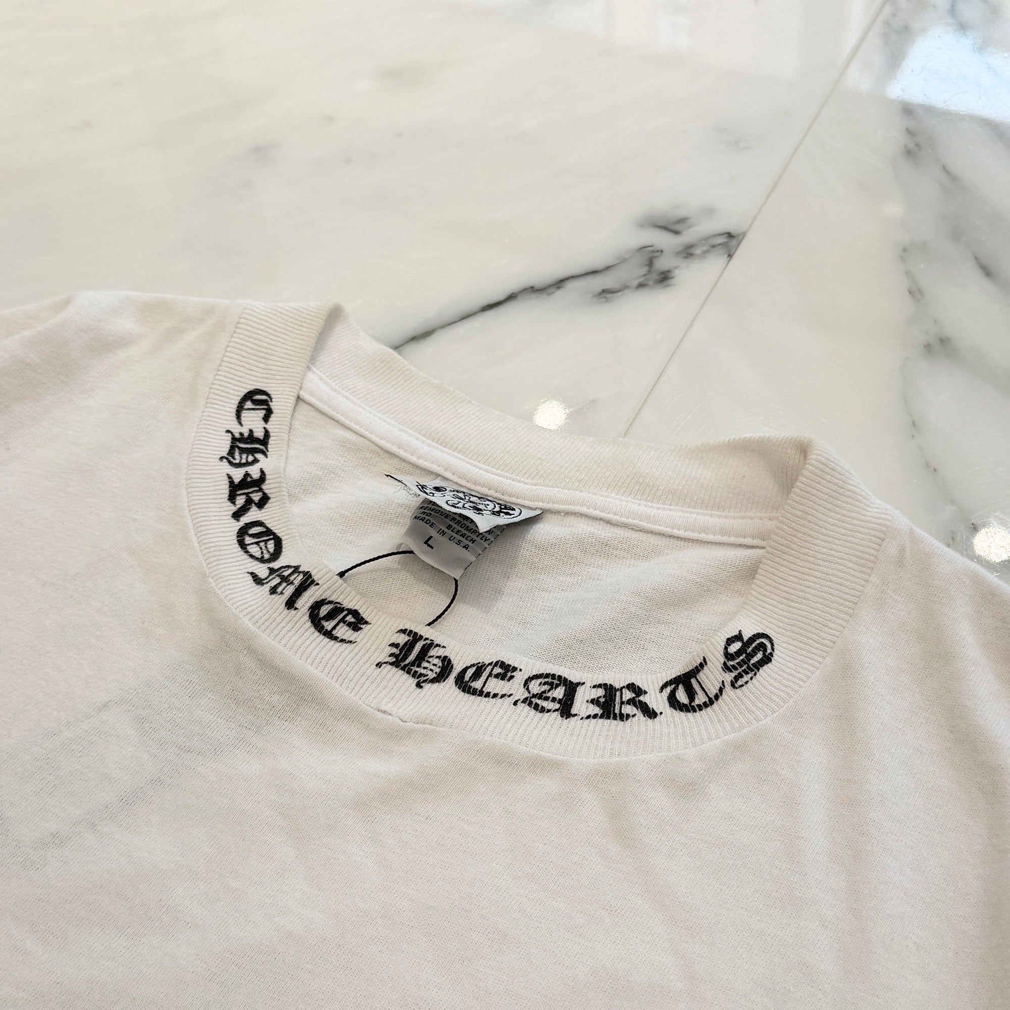 CHROME HEARTS Neck Logo Dagger Scroll Tee Size L クロムハーツ ネックロゴ ダガー スクロールTシャツ サイズL