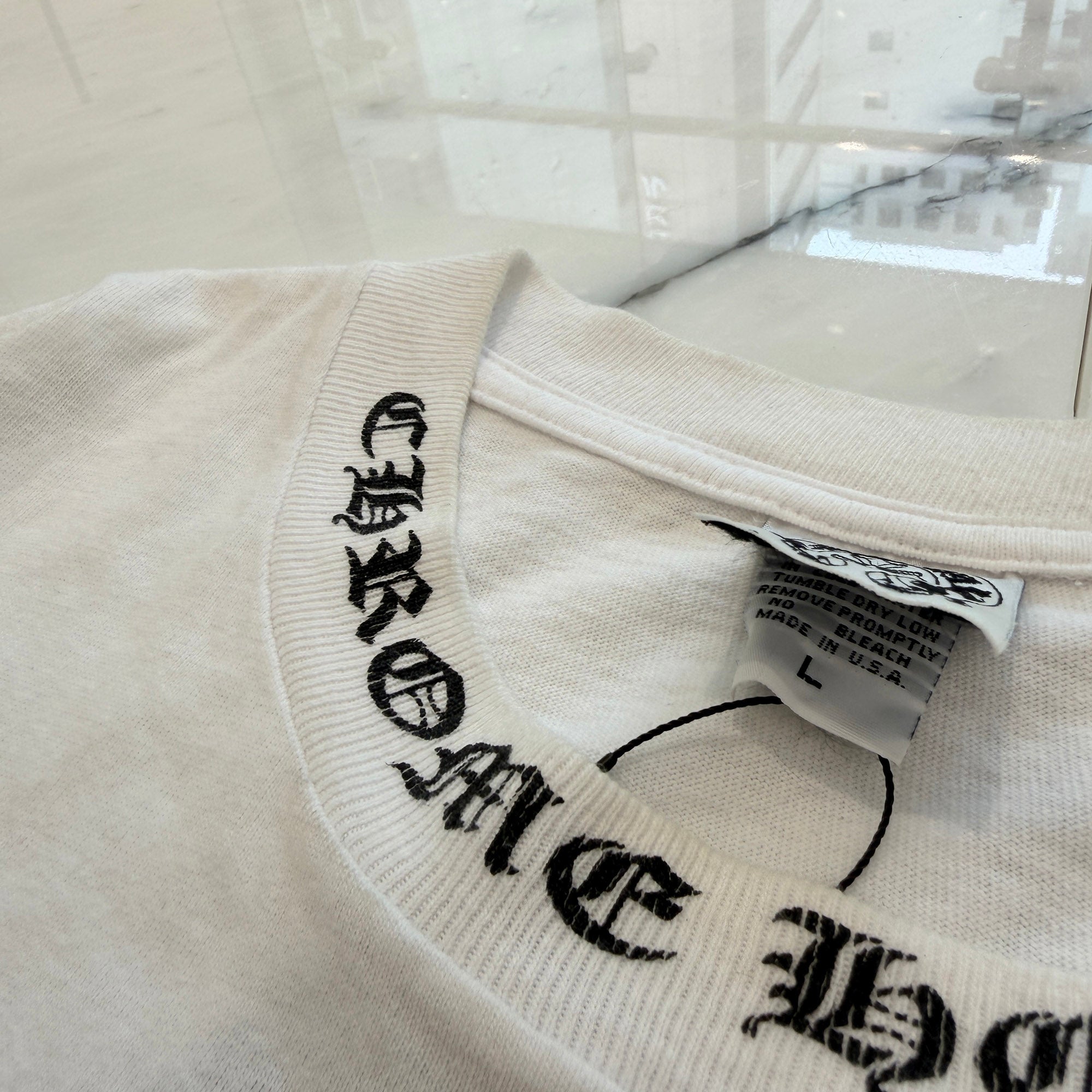 CHROME HEARTS Neck Logo Dagger Scroll Tee Size L クロムハーツ ネックロゴ ダガー スクロールTシャツ サイズL