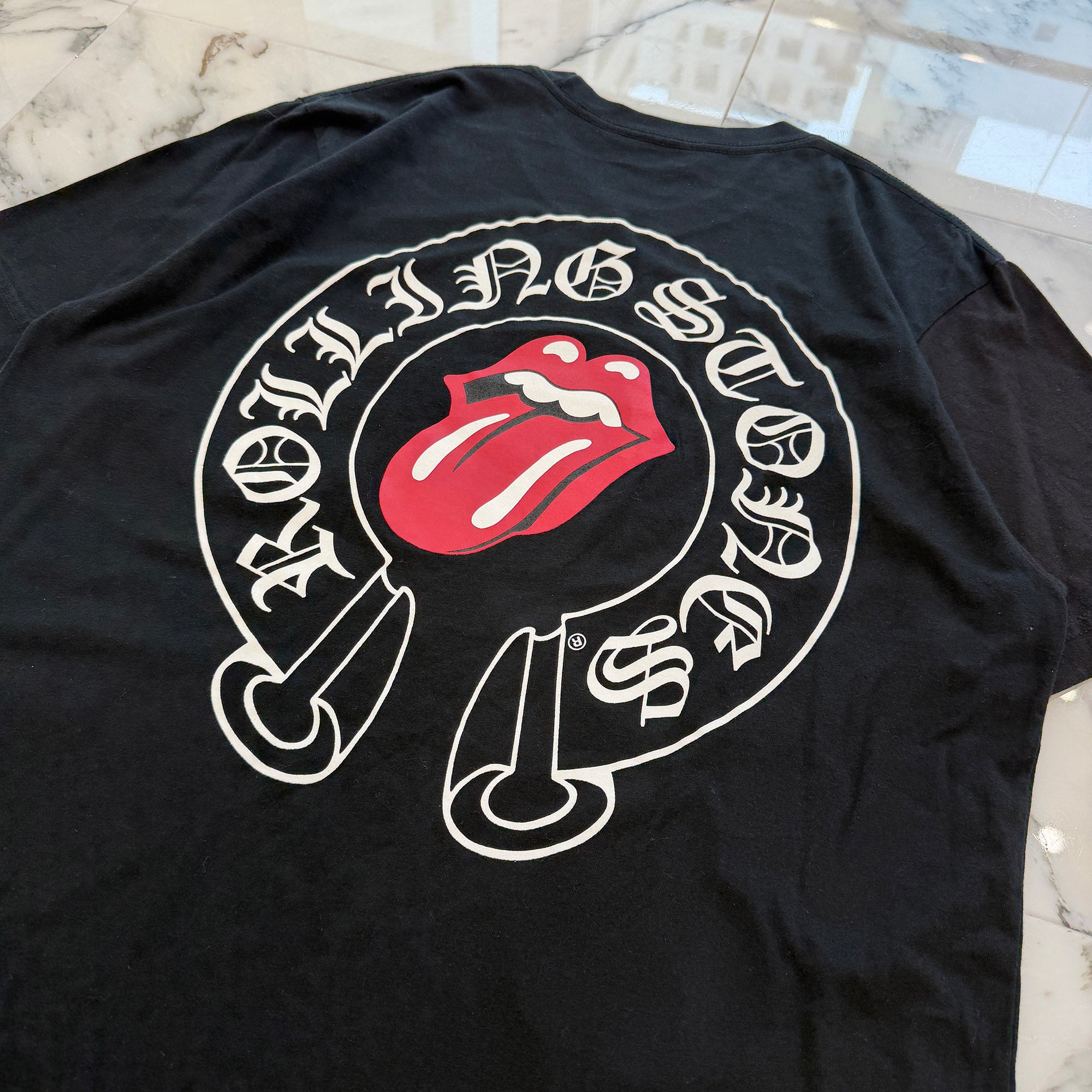 CHROME HEARTS × The Rolling Stones Lip＆Tongue Horseshoe Tee Size L クロムハーツ × ザローリングストーンズ リップアンドタン ホースシュー Tシャツ サイズL