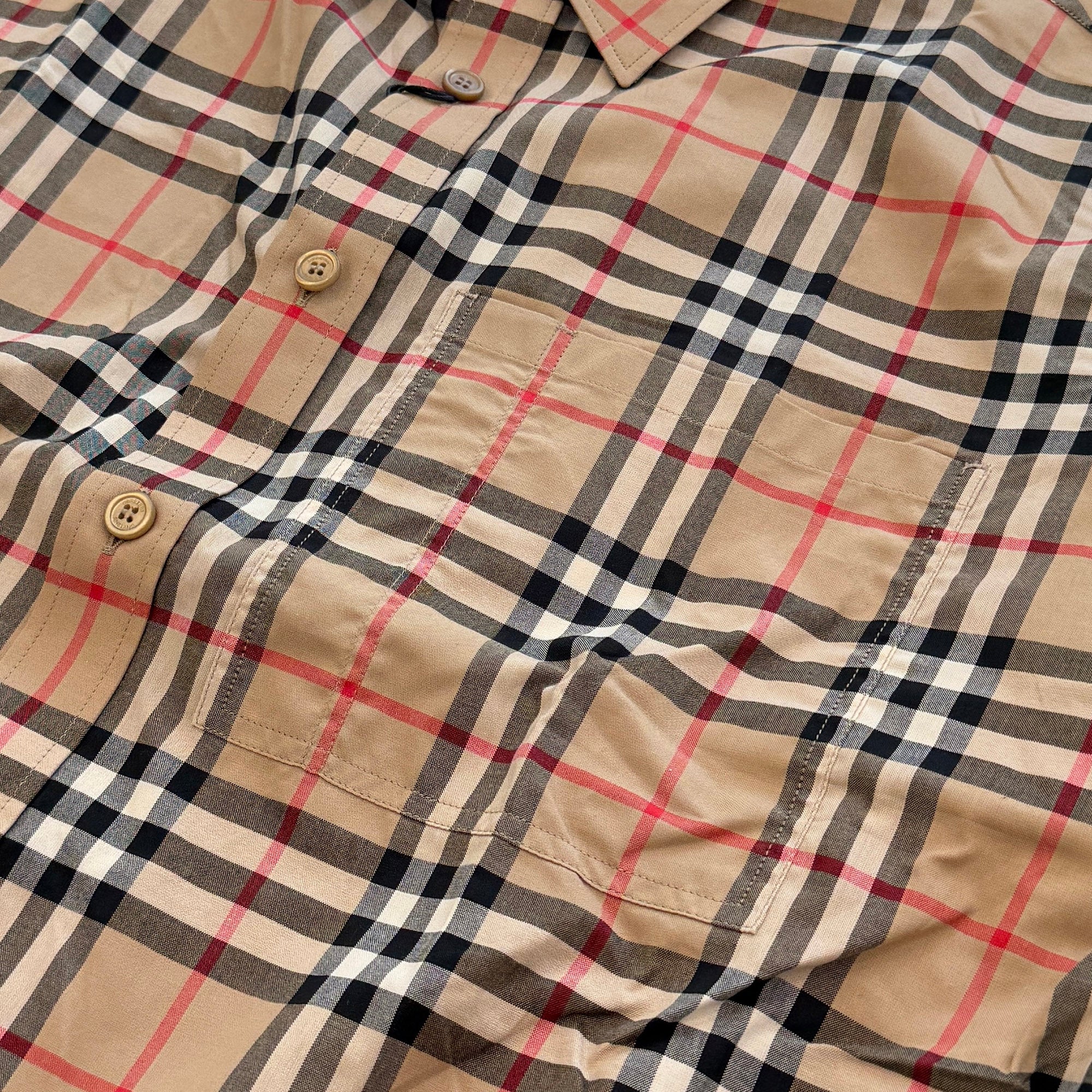 BURBERRY 2019AW Bold Logo Print Checked Cotton Long Sleeve Shirt 8017567 Size M バーバリーボールドロゴプリント チェックド ロングスリーブ シャツ サイズM