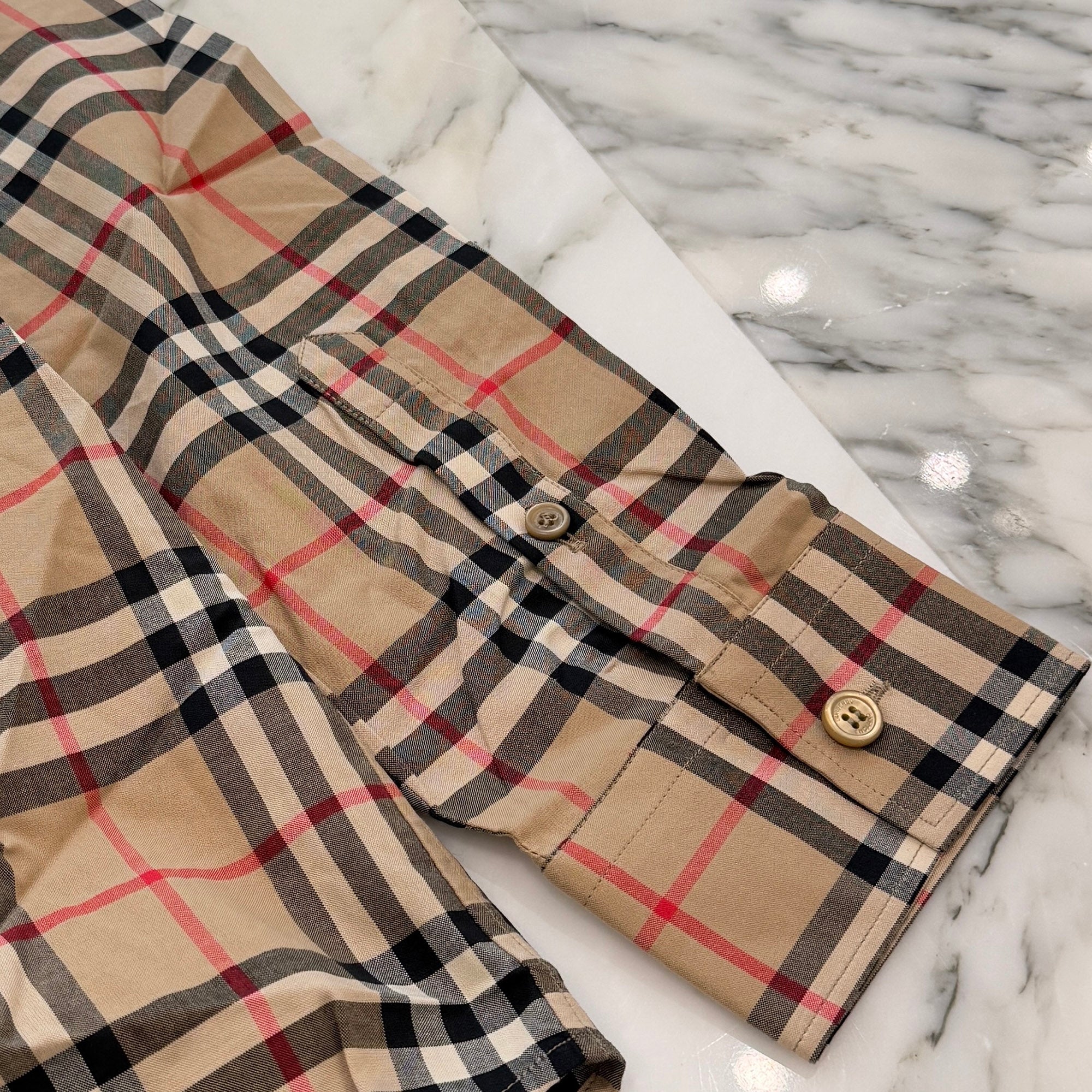 BURBERRY 2019AW Bold Logo Print Checked Cotton Long Sleeve Shirt 8017567 Size M バーバリーボールドロゴプリント チェックド ロングスリーブ シャツ サイズM