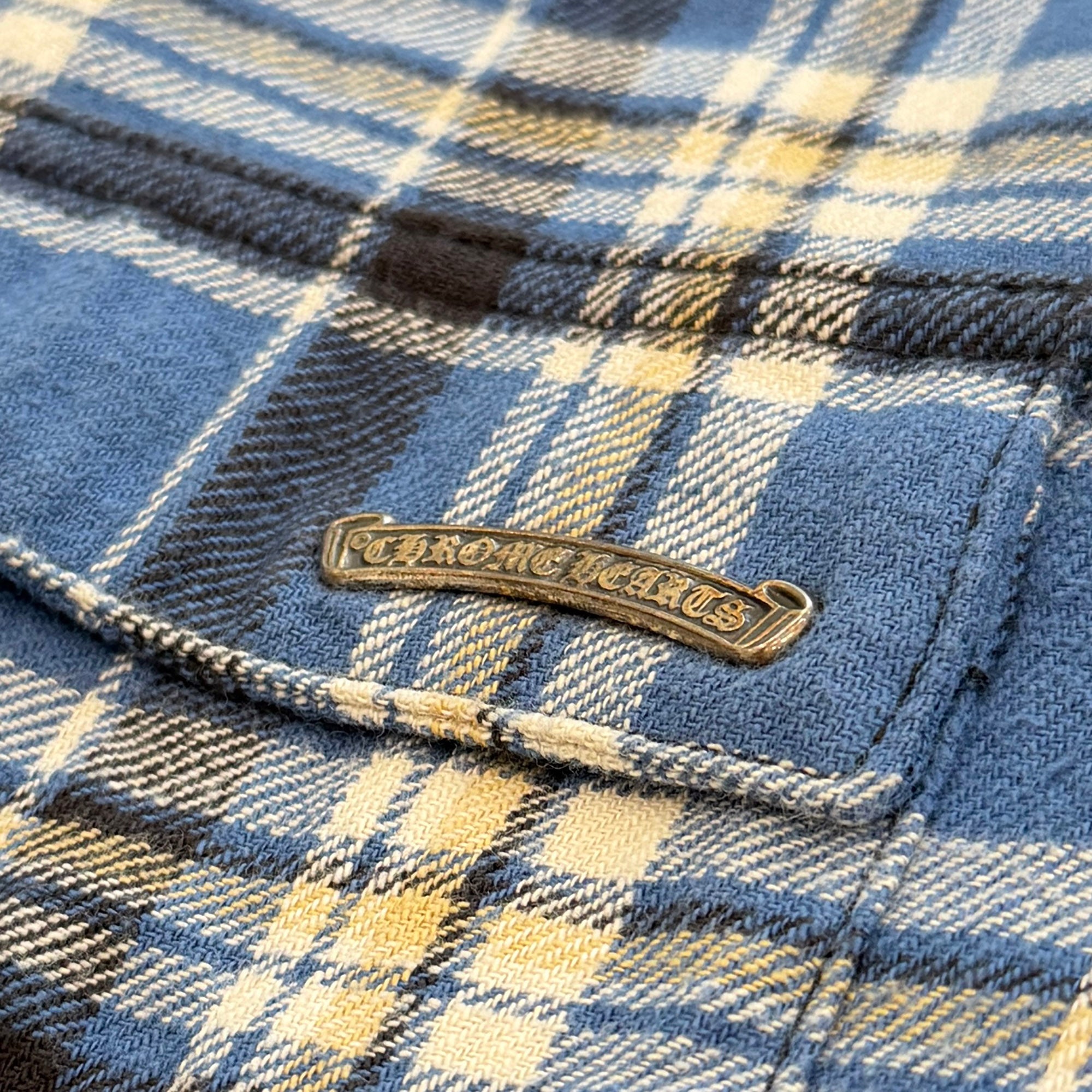 CHROME HEARTS Y NOT Cross Ball Button Check Shirt Jacket Size XL クロムハーツ ワイノット クロスボールボタン チェック シャツ ジャケット サイズXL