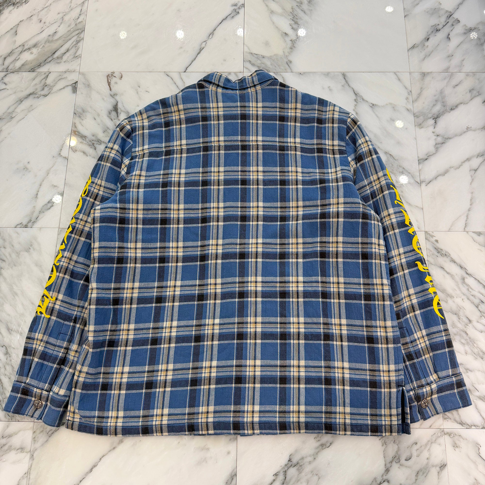 CHROME HEARTS Y NOT Cross Ball Button Check Shirt Jacket Size XL クロムハーツ ワイノット クロスボールボタン チェック シャツ ジャケット サイズXL