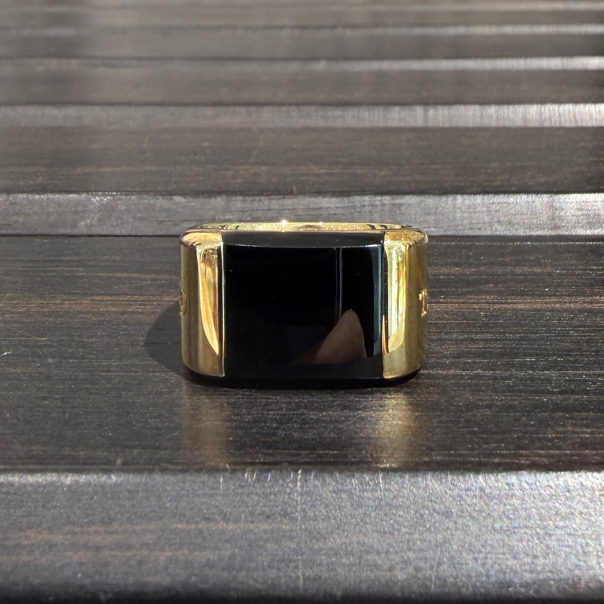 Tiffany＆Co. Au750 YG "Tiffany1837 Makers" Black Onyx Signet Ring 63451568 Size 12号 ティファニー Au750 YG "ティファニー 1837 メイカーズ" ブラックオニキス シグネット リング サイズ12号