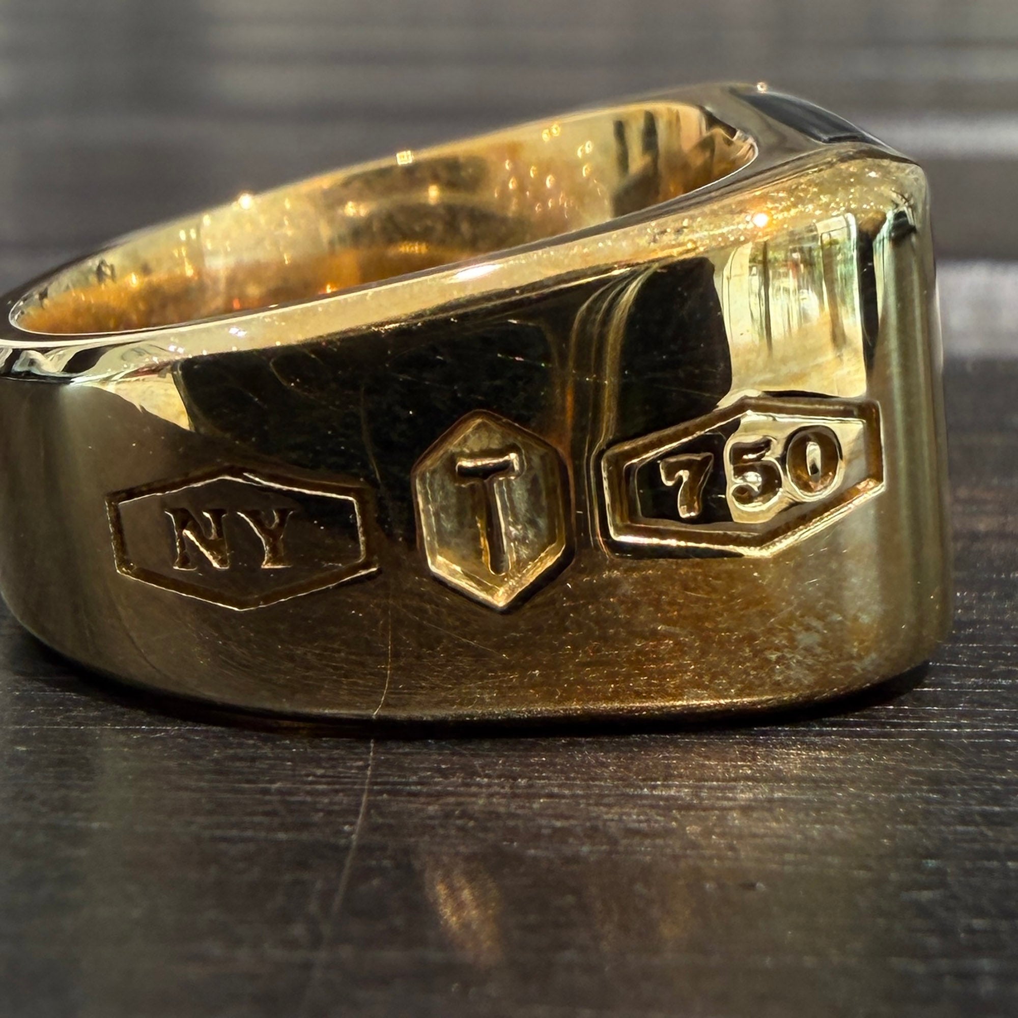 Tiffany＆Co. Au750 YG "Tiffany1837 Makers" Black Onyx Signet Ring 63451568 Size 12号 ティファニー Au750 YG "ティファニー 1837 メイカーズ" ブラックオニキス シグネット リング サイズ12号