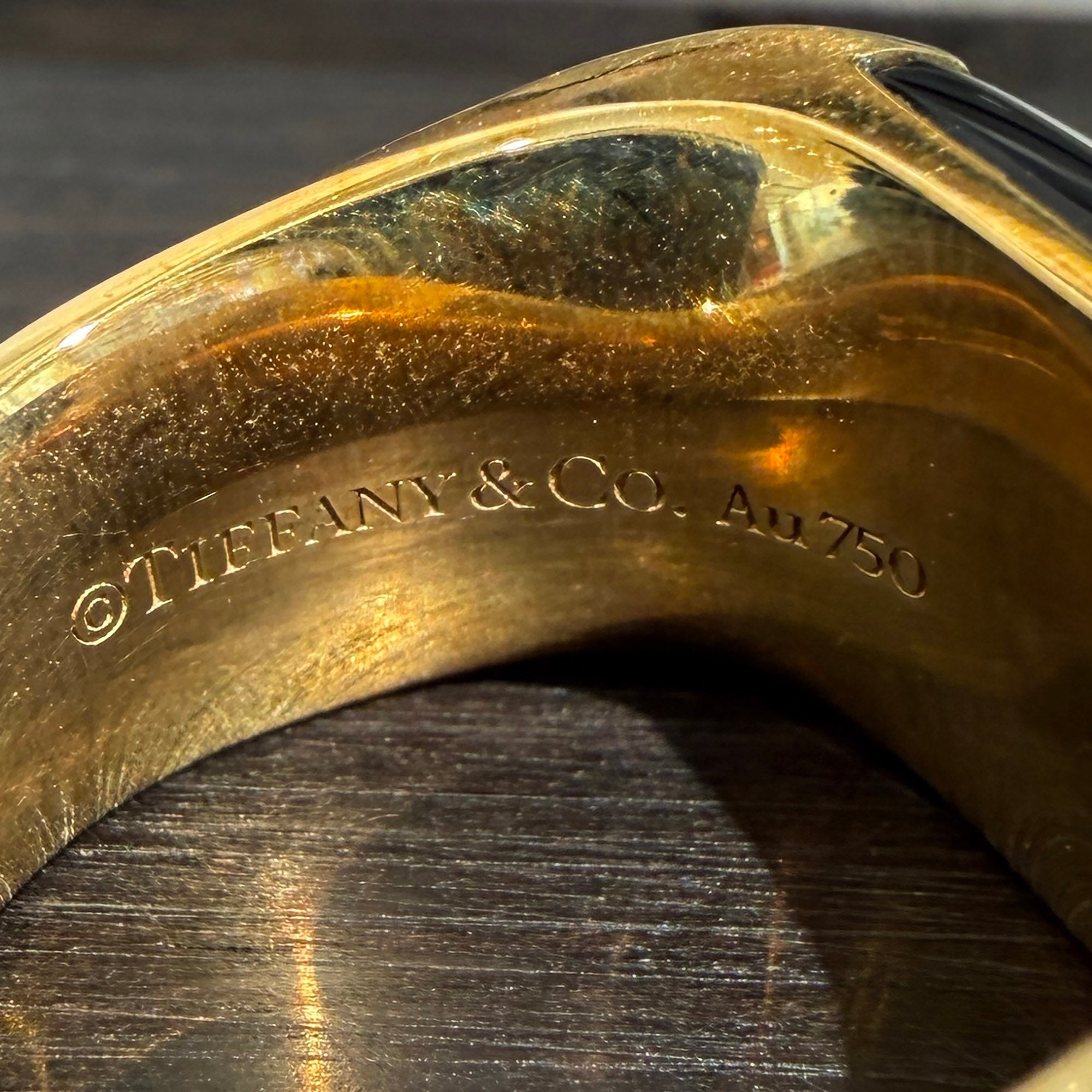 Tiffany＆Co. Au750 YG "Tiffany1837 Makers" Black Onyx Signet Ring 63451568 Size 12号 ティファニー Au750 YG "ティファニー 1837 メイカーズ" ブラックオニキス シグネット リング サイズ12号