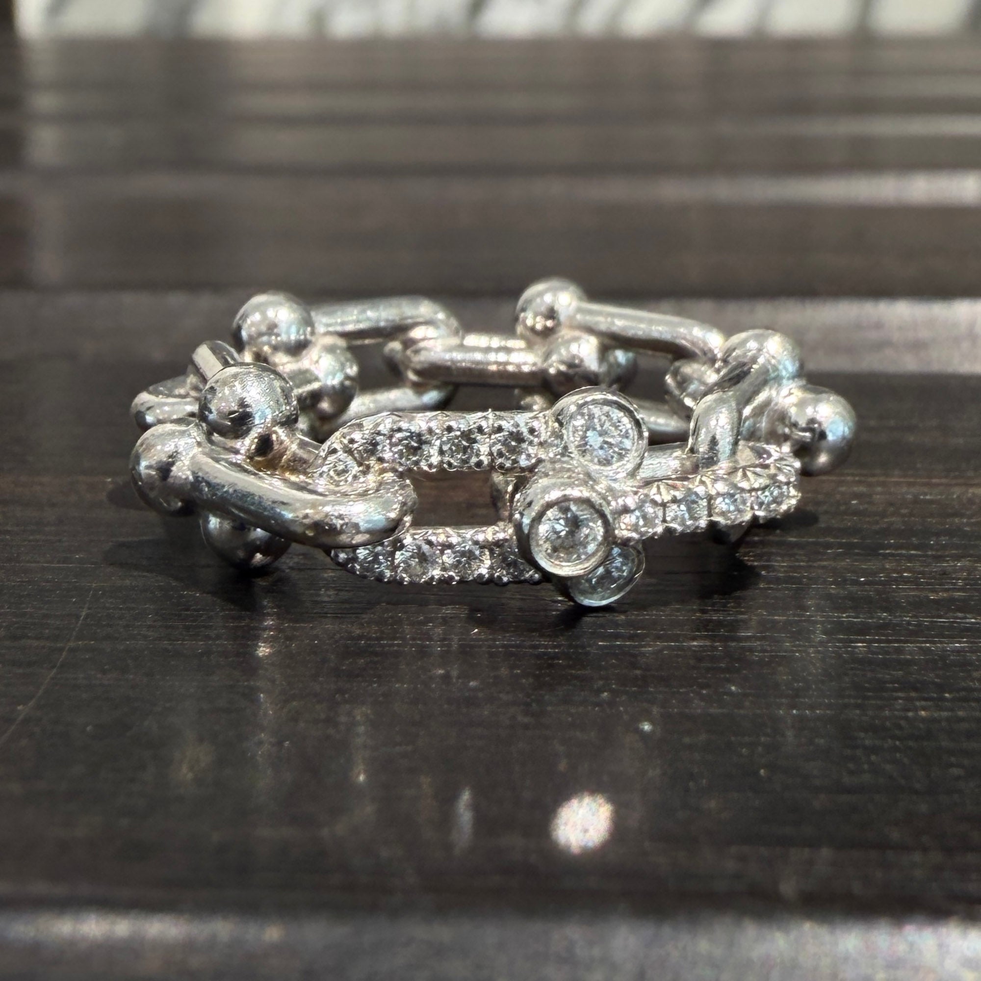 Tiffany＆Co. Au750 WG Hardware Small Link Ring 72669290 Size 6号 ティファニー Au750 WG ハードウェアスモールリンクリング サイズ6号