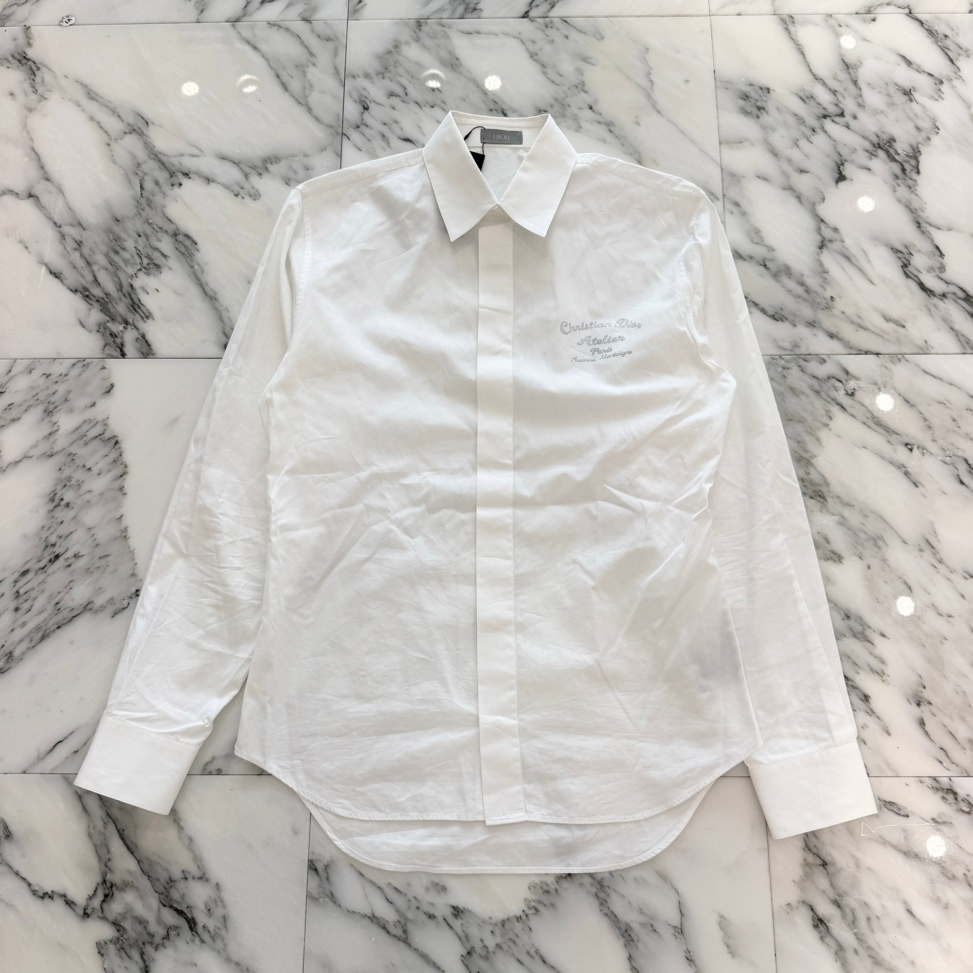 DIOR 2022SS Christian Dior Atelier Logo Embroidery Cotton Shirt 213C543A1581 Size 38 ディオール クリスチャンディオール アトリエ ロゴ刺繍 コットンシャツ サイズ38