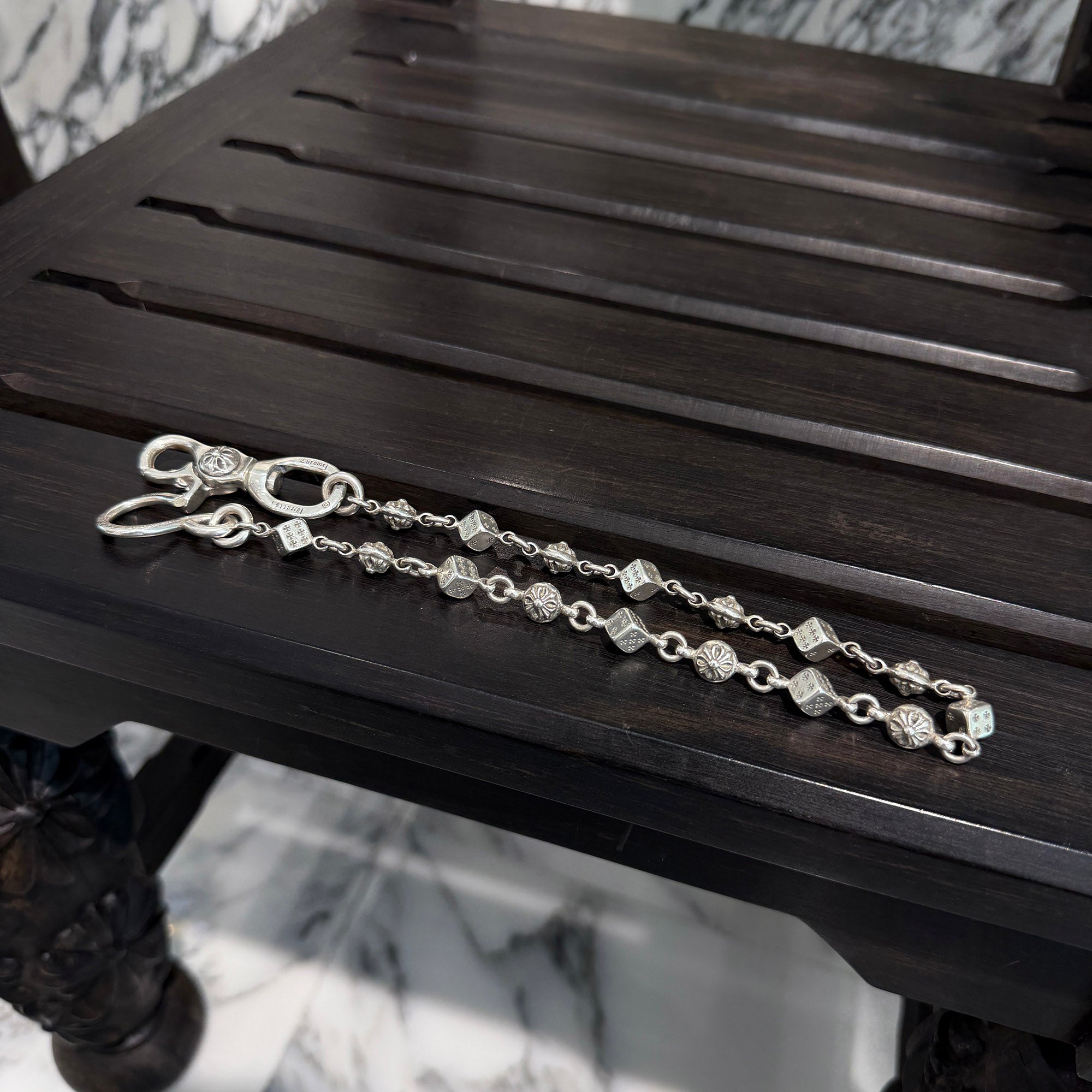 pass★ CHROME HEARTS 1クリップウォレットチェーン CHROME HEARTS 1 Clip Dice Cross Ball Wallet Chain 16 Link クロム