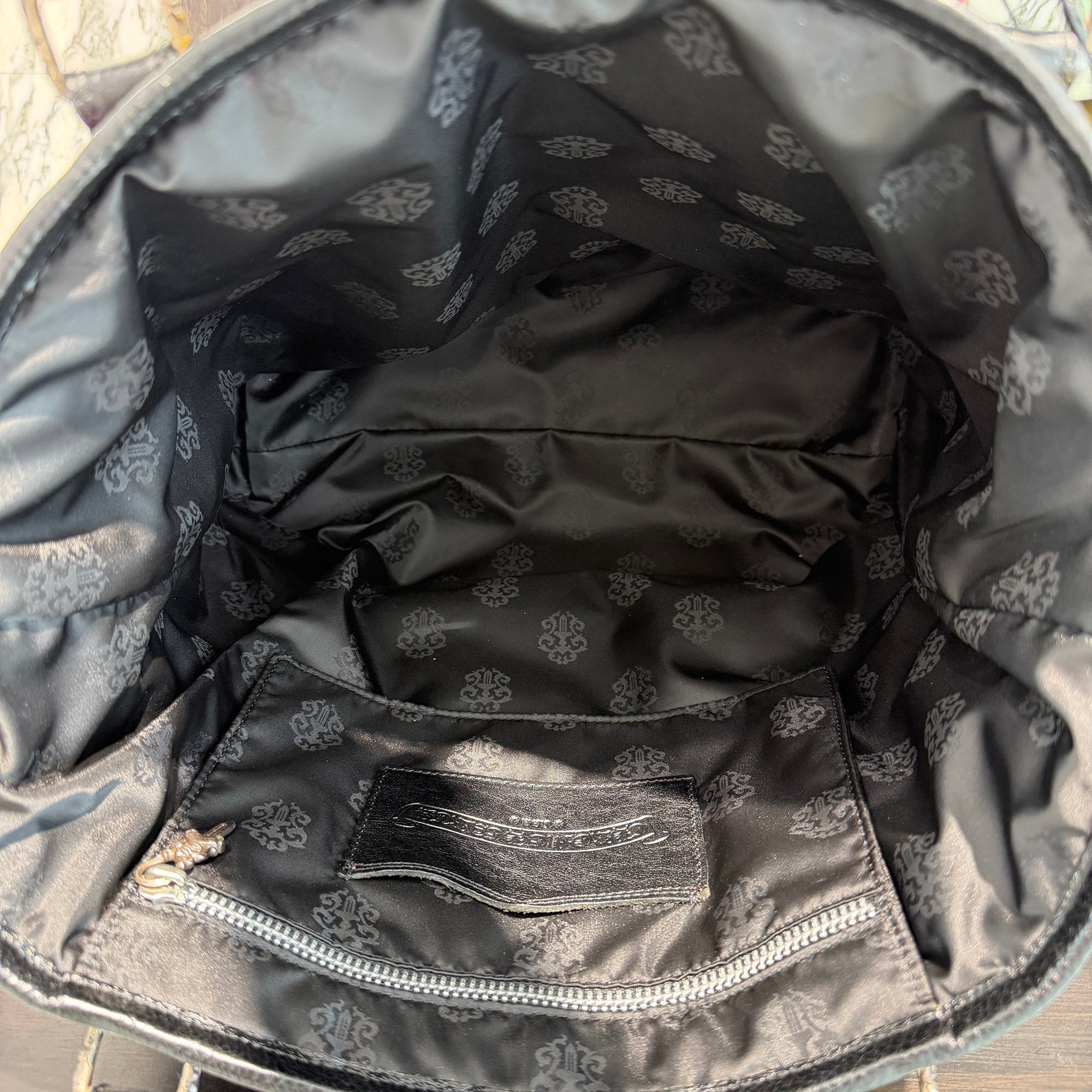 CHROME HEARTS Multi Color Cemetery Cross Patch Leather Tote Bag