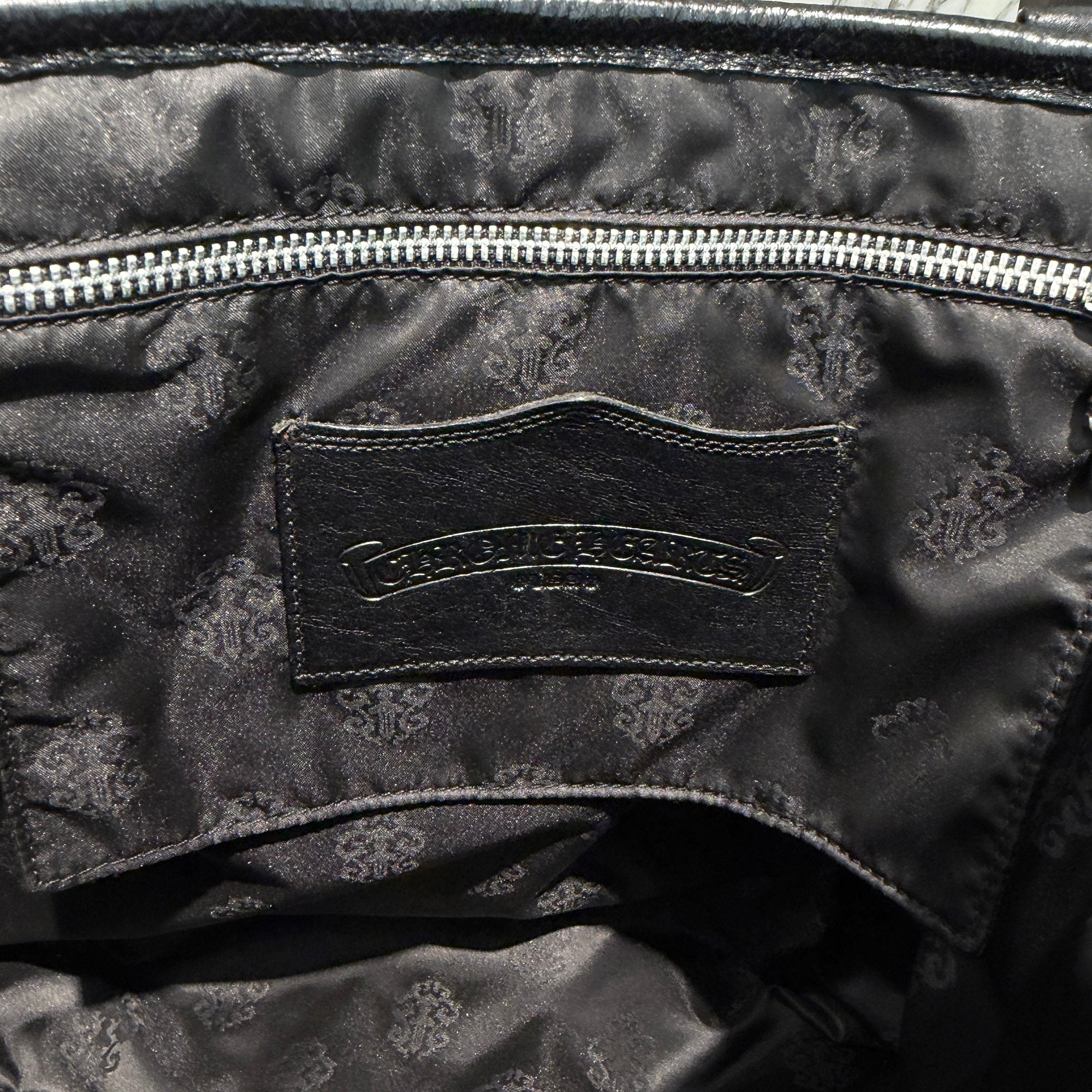 CHROME HEARTS Multi Color Cemetery Cross Patch Leather Tote Bag クロムハーツ マルチカラー セメタリークロスパッチ レザートートバッグ