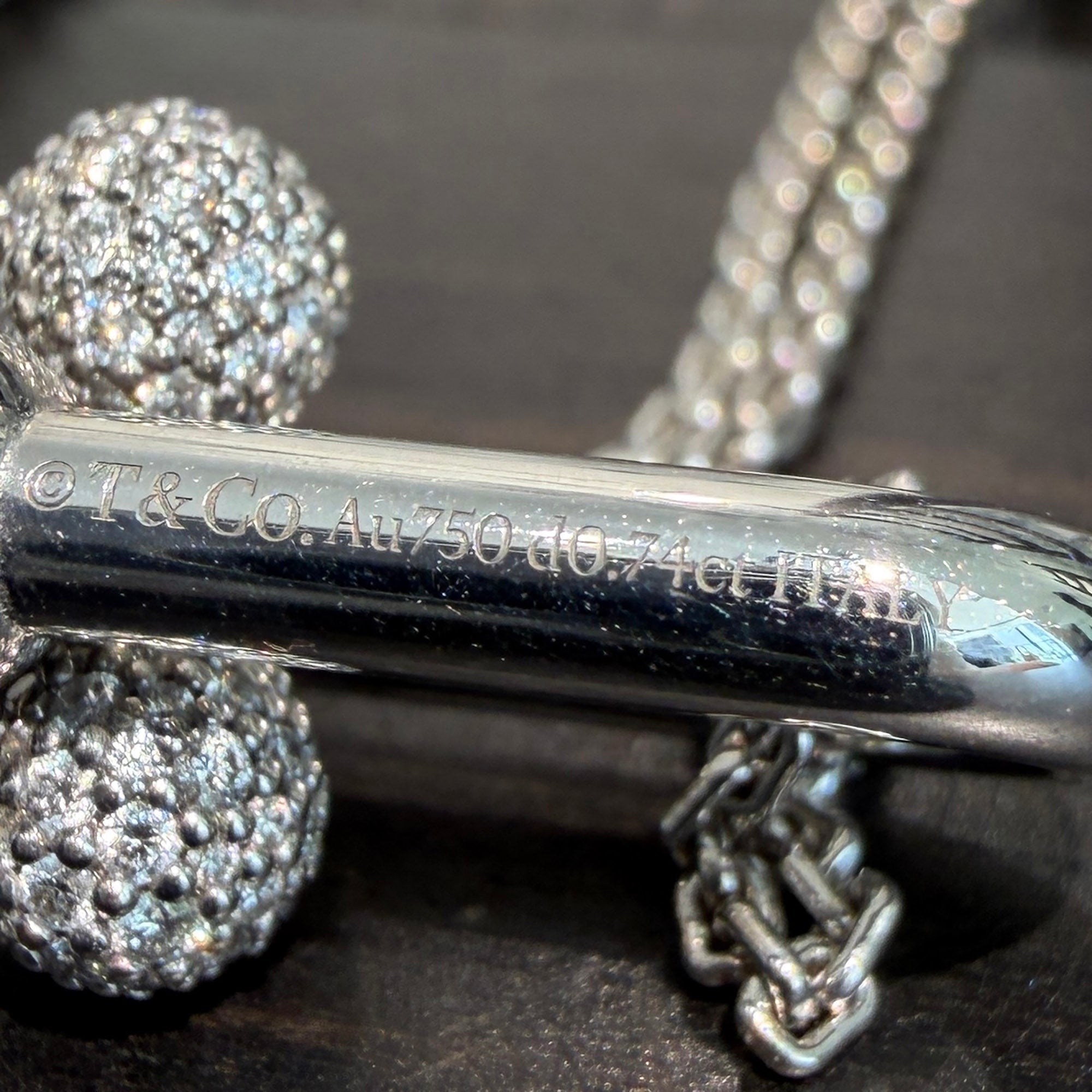 Tiffany Co. Hard Wear Large Double Link Pendant Necklace Pave Diamond 70353091 Size 16 Inch ティファニー ハード ウェア ラージダブル リンク ペンダント ネックレス パヴェダイアモンド サイズ16インチ
