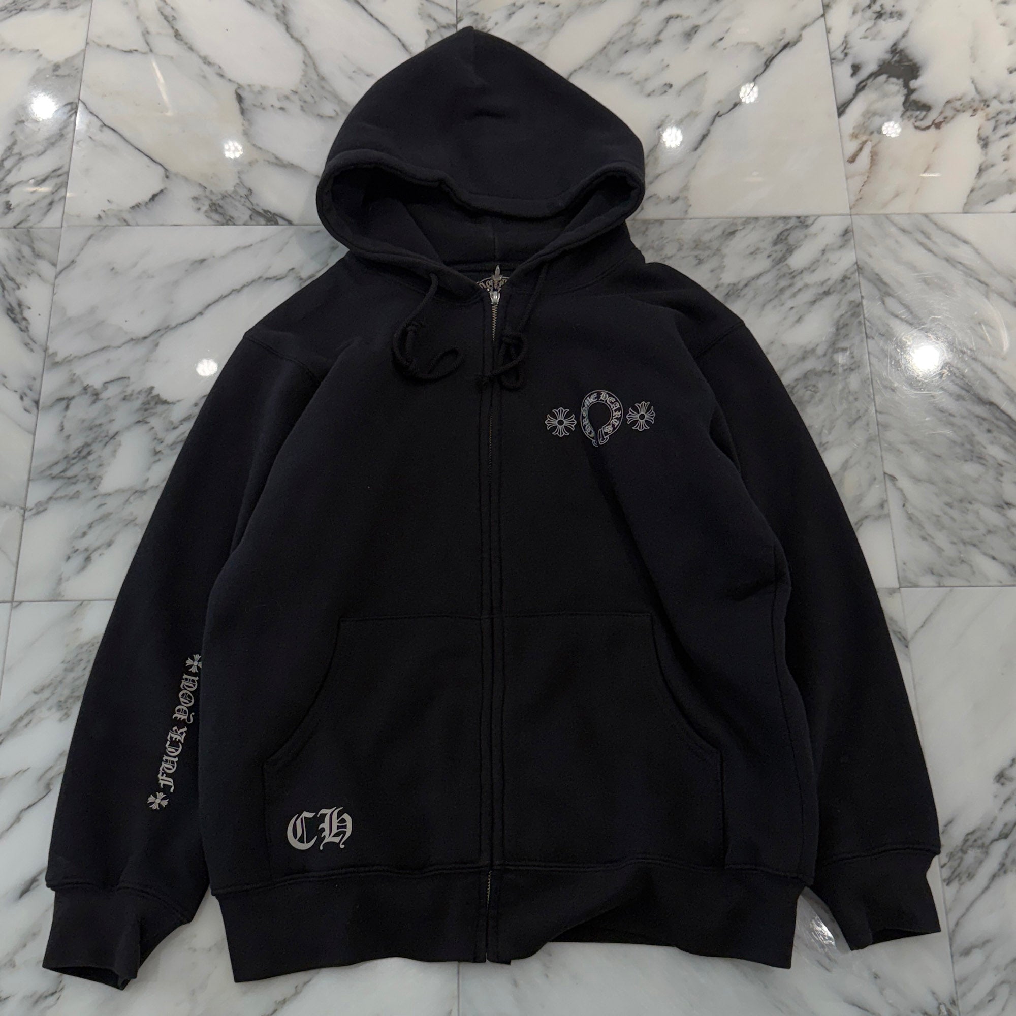 CHROME HEARTS FUCK YOU Back Horseshoe Side CH Plus Zip Up Hoodie Size L クロムハーツ ファックユー バックホースシュー サイドCHプラス ジップアップ フーディ サイズL