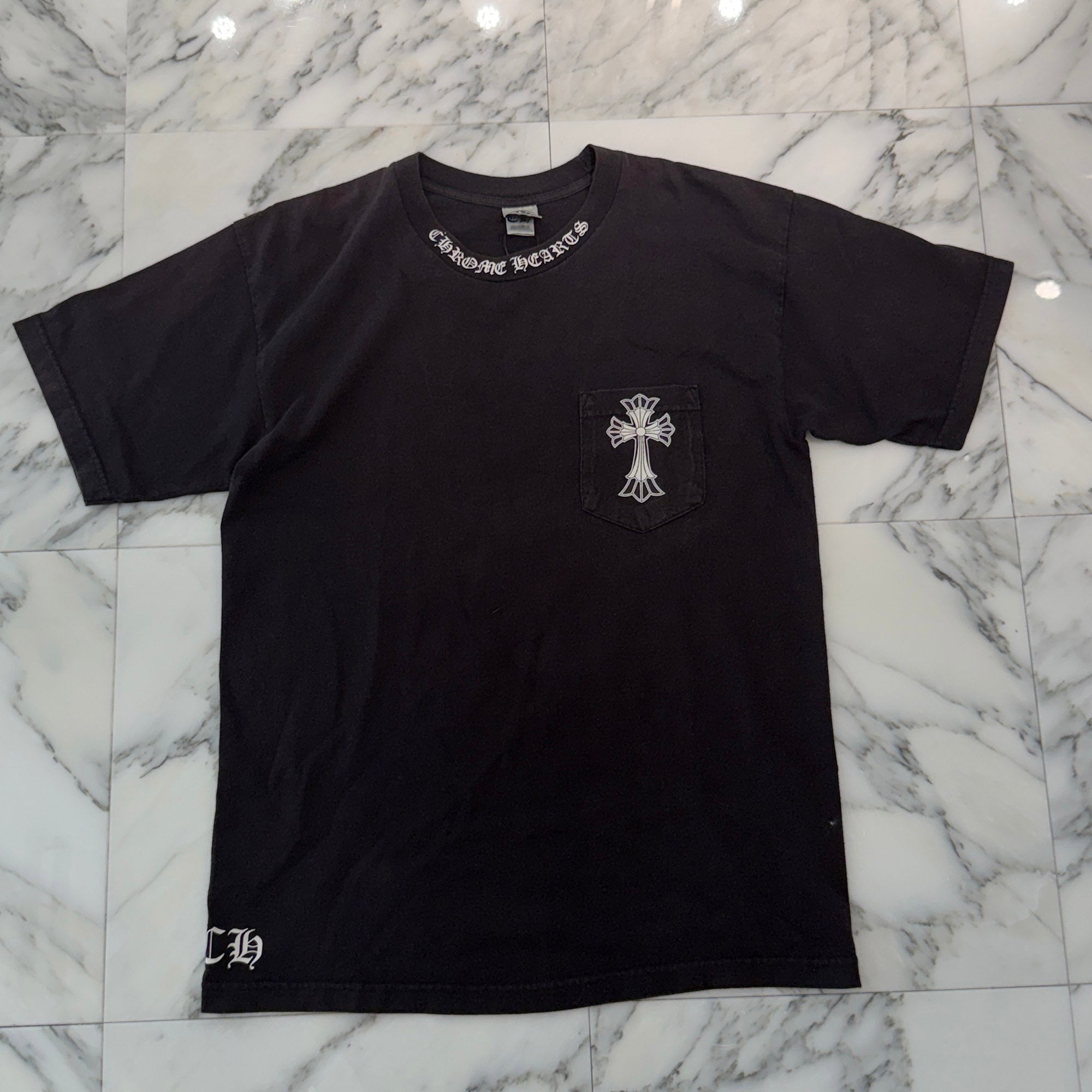 CHROME HEARTS Neck Logo Back Double Cross Scroll Tee Size L クロムハーツ ネックロゴ バック ダブル クロス スクロール Tシャツ サイズL