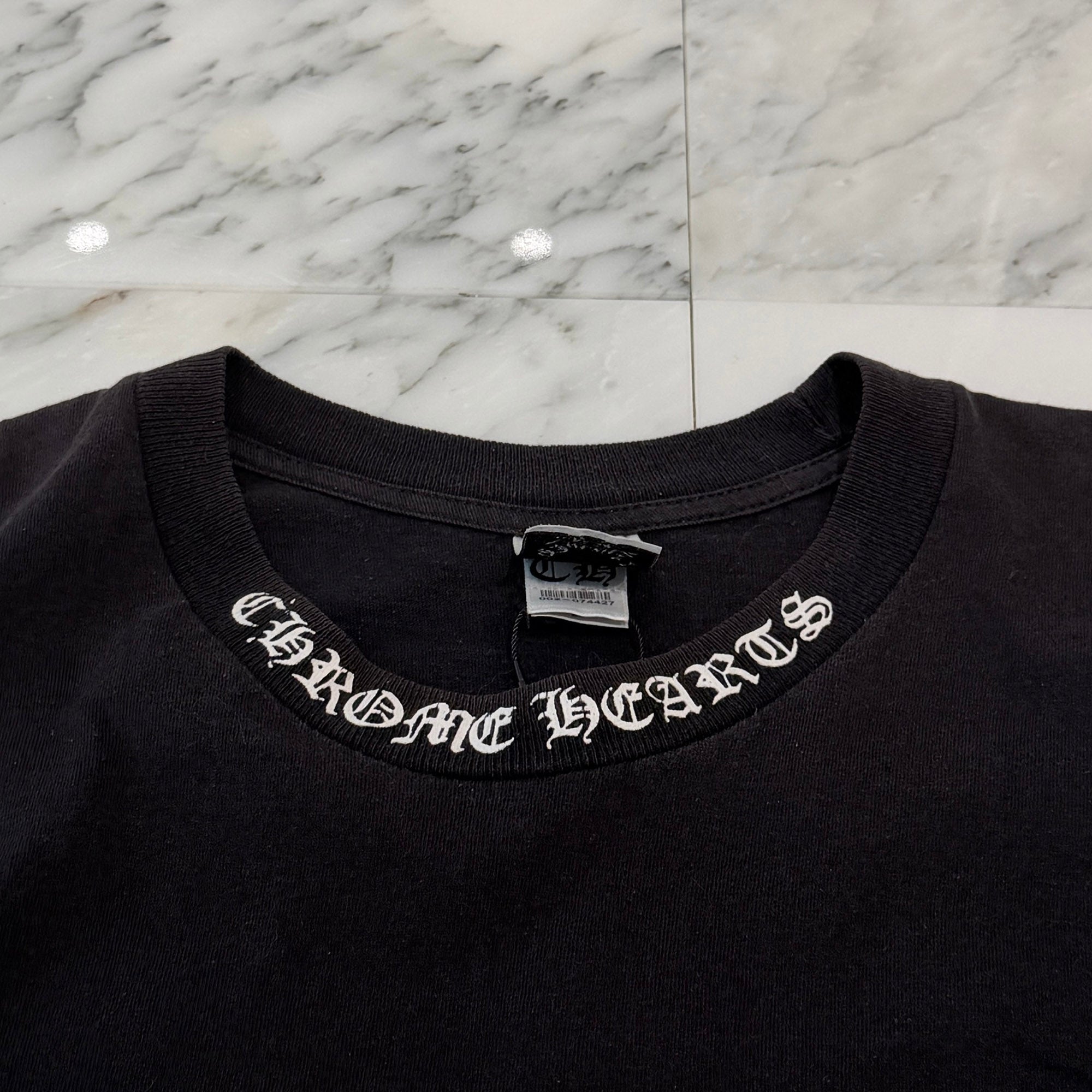 CHROME HEARTS Neck Logo Back Double Cross Scroll Tee Size L クロムハーツ ネックロゴ バック ダブル クロス スクロール Tシャツ サイズL