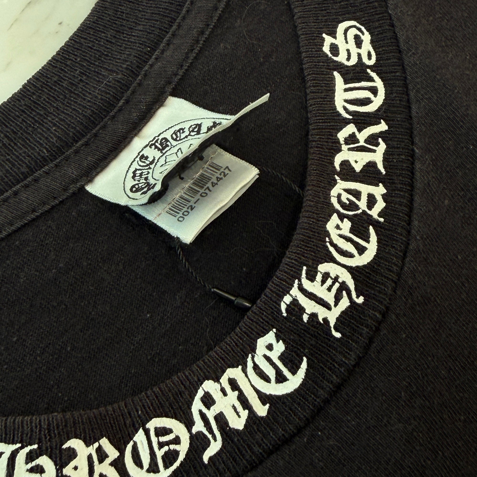 CHROME HEARTS Neck Logo Back Double Cross Scroll Tee Size L クロムハーツ ネックロゴ バック ダブル クロス スクロール Tシャツ サイズL