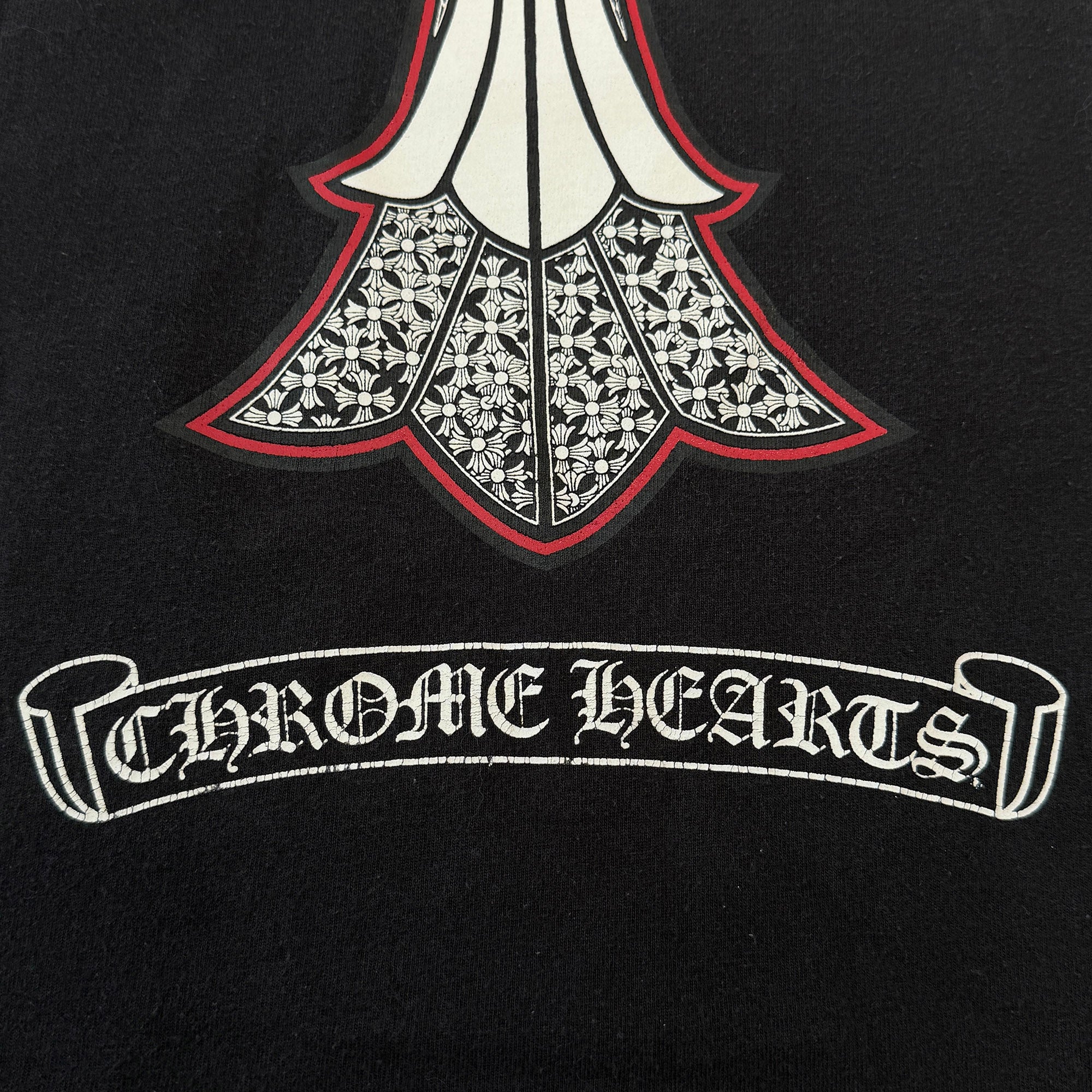 CHROME HEARTS Neck Logo Back Double Cross Scroll Tee Size L クロムハーツ ネックロゴ バック ダブル クロス スクロール Tシャツ サイズL
