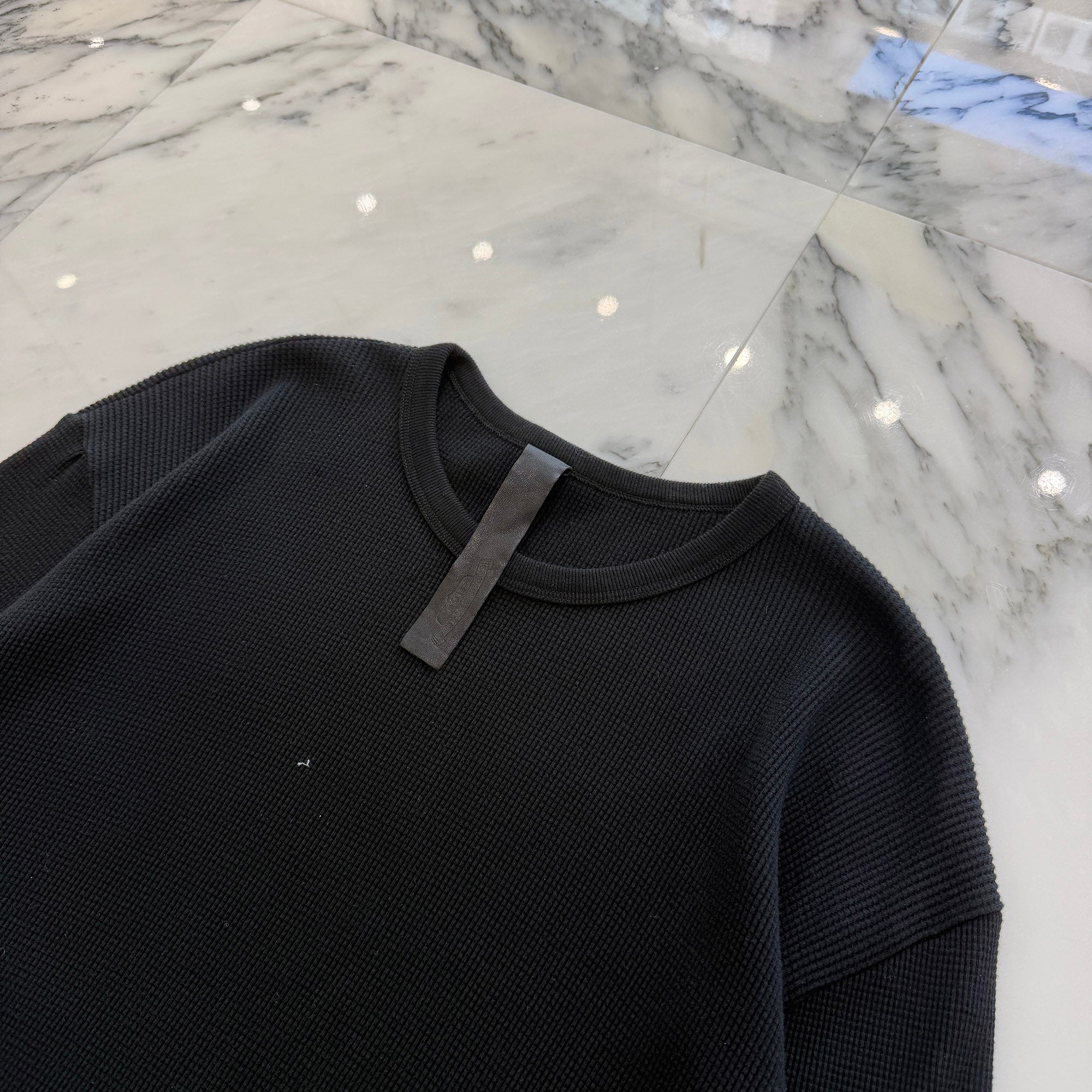 CHROME HEARTS Y NOT Leather Cross Patch Thermal Long Sleeve Tee Size L クロムハーツ ワイノット レザークロスパッチ サーマルロングスリーブ Tシャツ サイズL