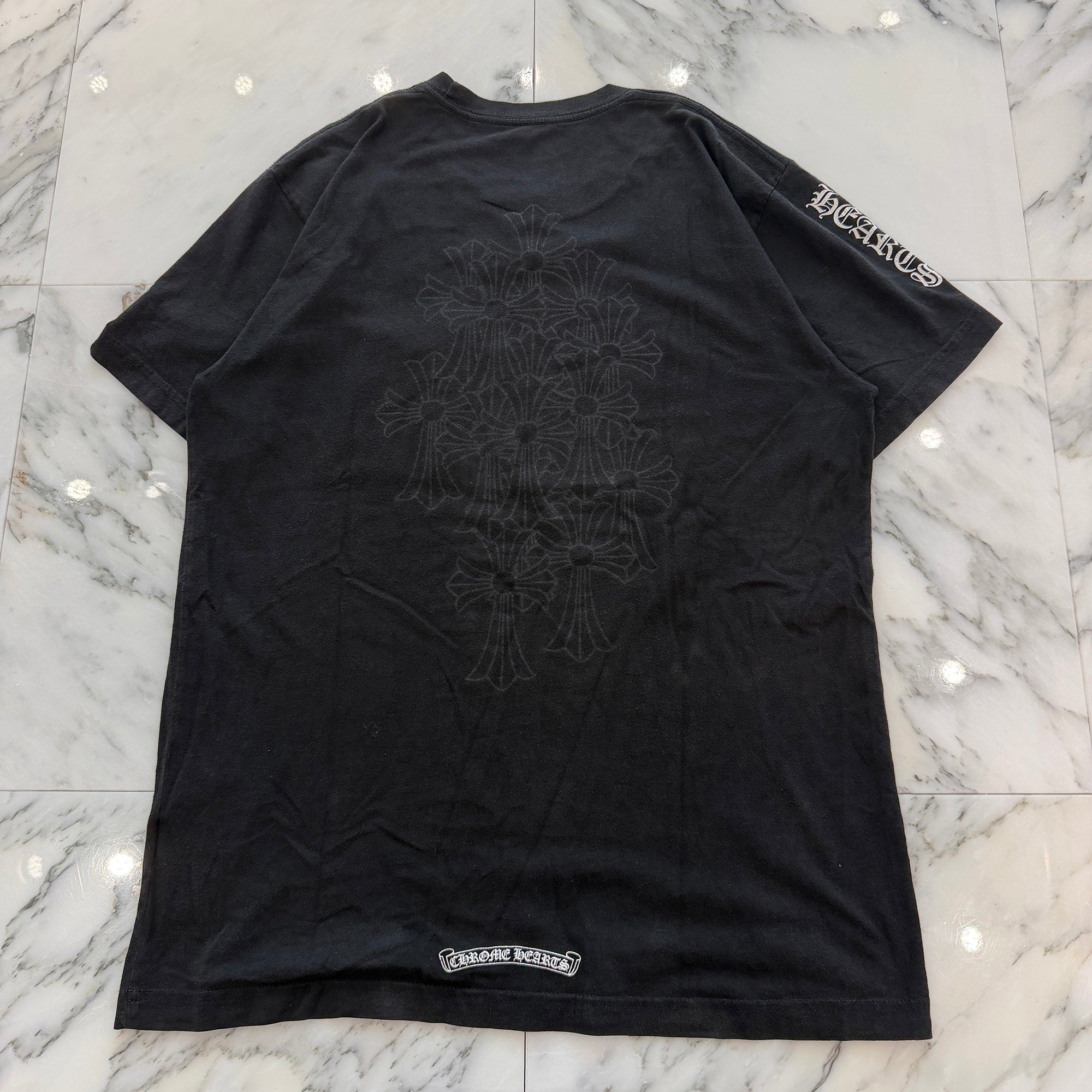 CHROME HEARTS Vertical Logo Back Cemetery Cross Print Tee Size L クロムハーツ ヴァーティカルロゴ バックセメタリークロスプリント Tシャツ サイズL