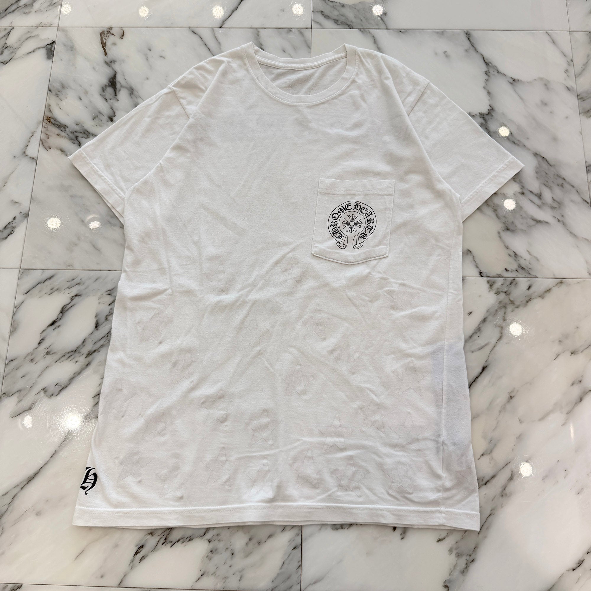 CHROME HEARTS Back Scroll Horseshoe Star Print Tee Size M クロムハーツ バックスクロール ホースシュー スタープリントTシャツ サイズM